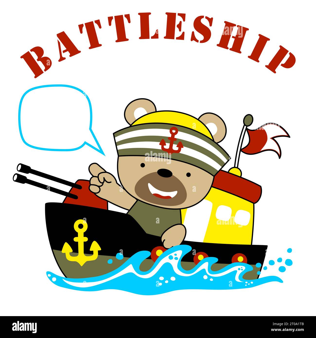dessin animé vectoriel de mignon ours l'armée de la marine sur cuirassé Illustration de Vecteur