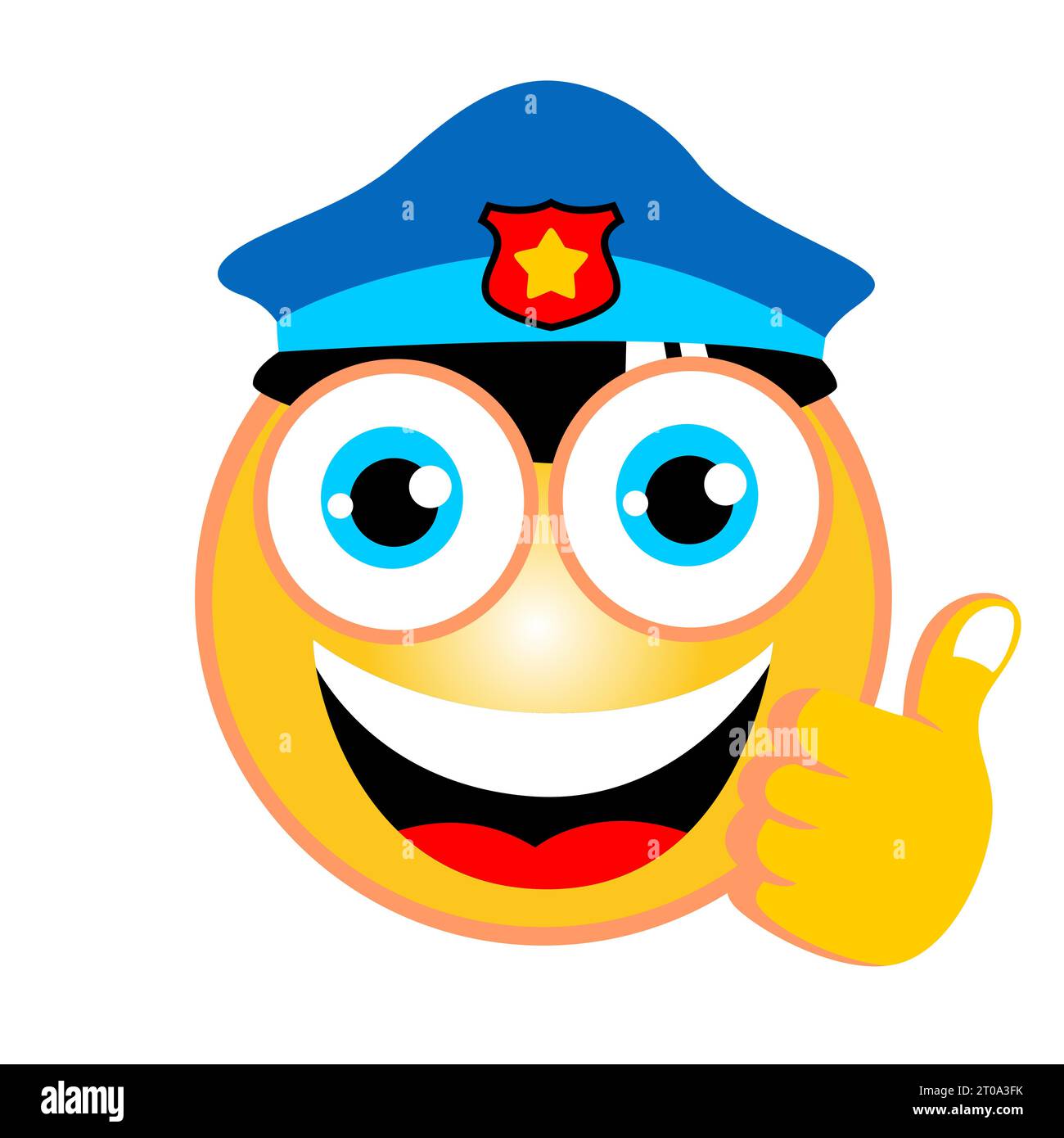 dessin animé vectoriel d'émoticône policier avec les pouces vers le haut Illustration de Vecteur