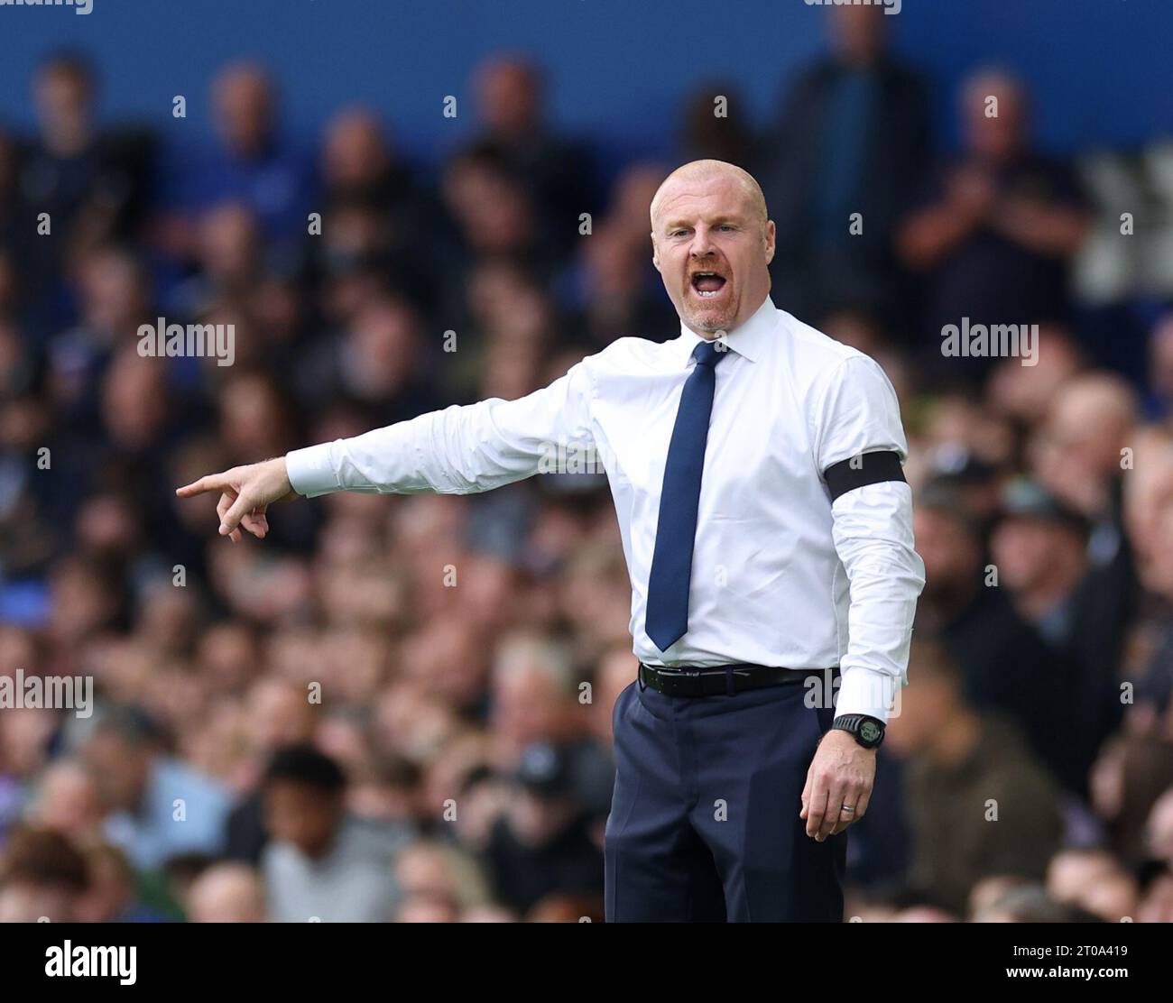 Photo de dossier datée du 17-09-2023 du Manager d'Everton, Sean Dyche, qui a exhorté ses joueurs à « faire en sorte que cela se produise » alors que les Toffees en difficulté cherchent à tourner autour de leurs fortunes Goodison Park ce week-end. Date de publication : jeudi 5 octobre 2023. Banque D'Images