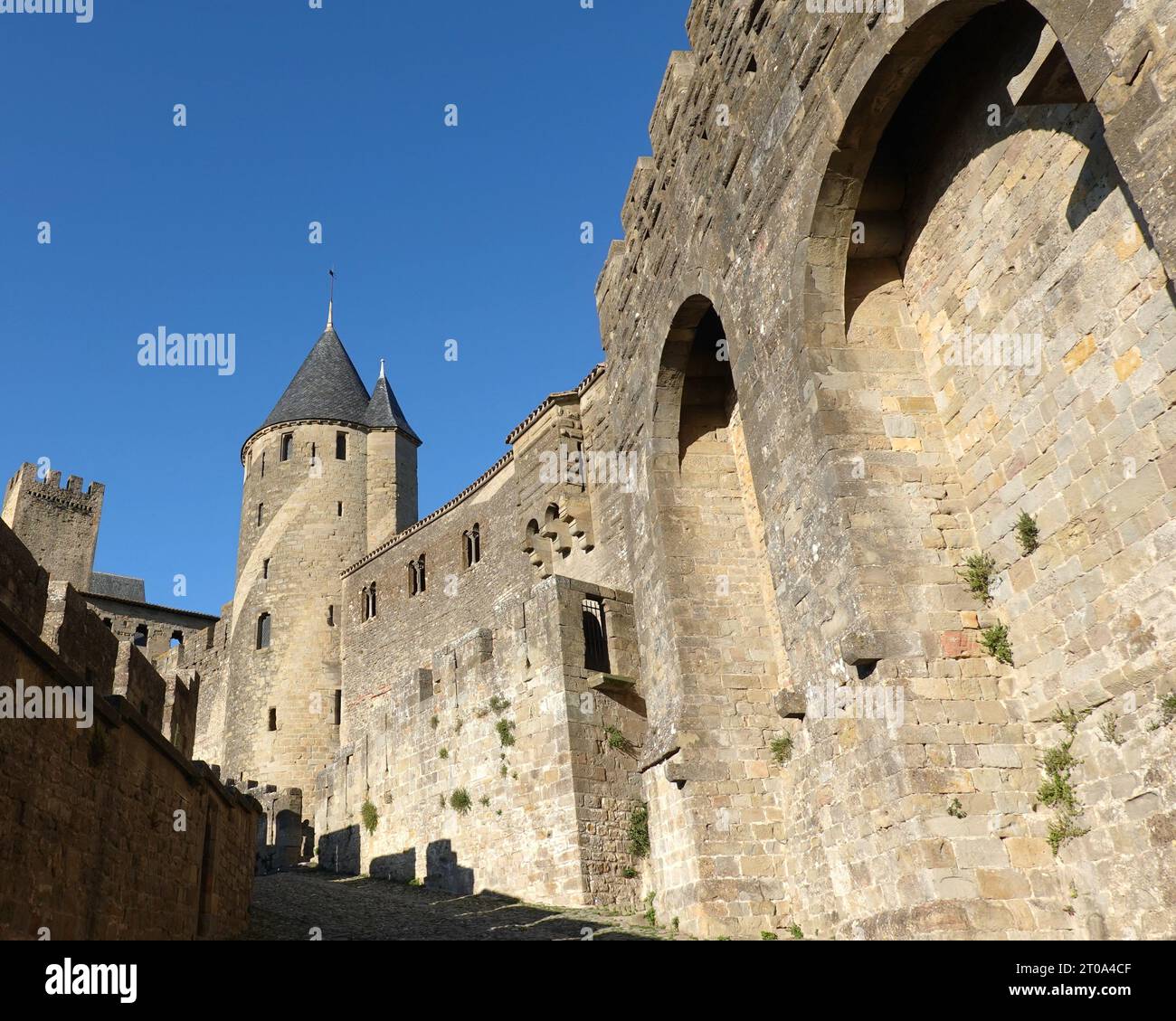 'Carcassonne France', 'Cité fortifiée', 'département de l'Aude', 'région Occitanie', 'Cité médiévale', Citadelle Cité de Carcassonne, murailles médiévales Banque D'Images