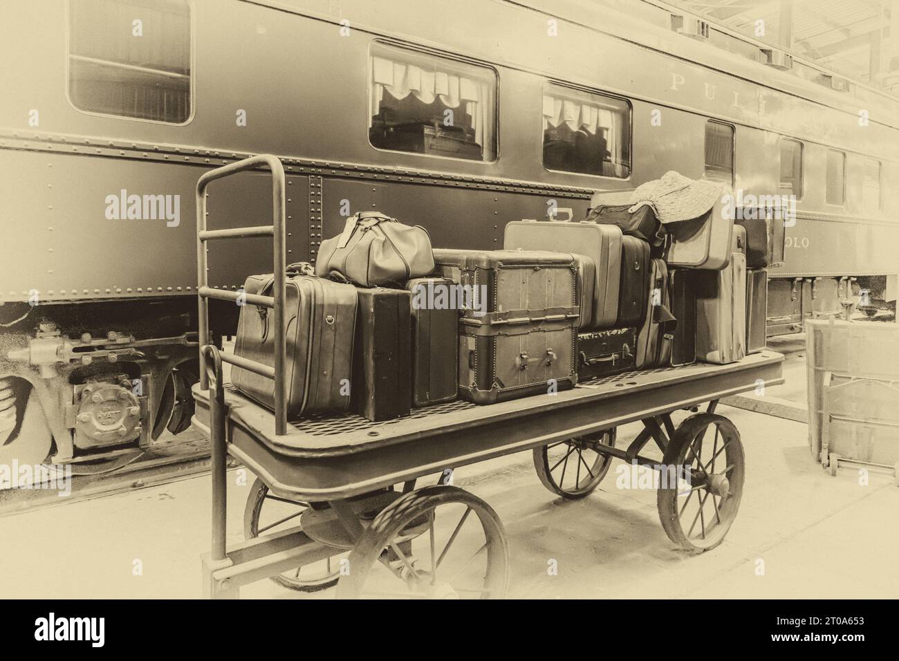 Chariot à bagages de chemin de fer Banque D'Images