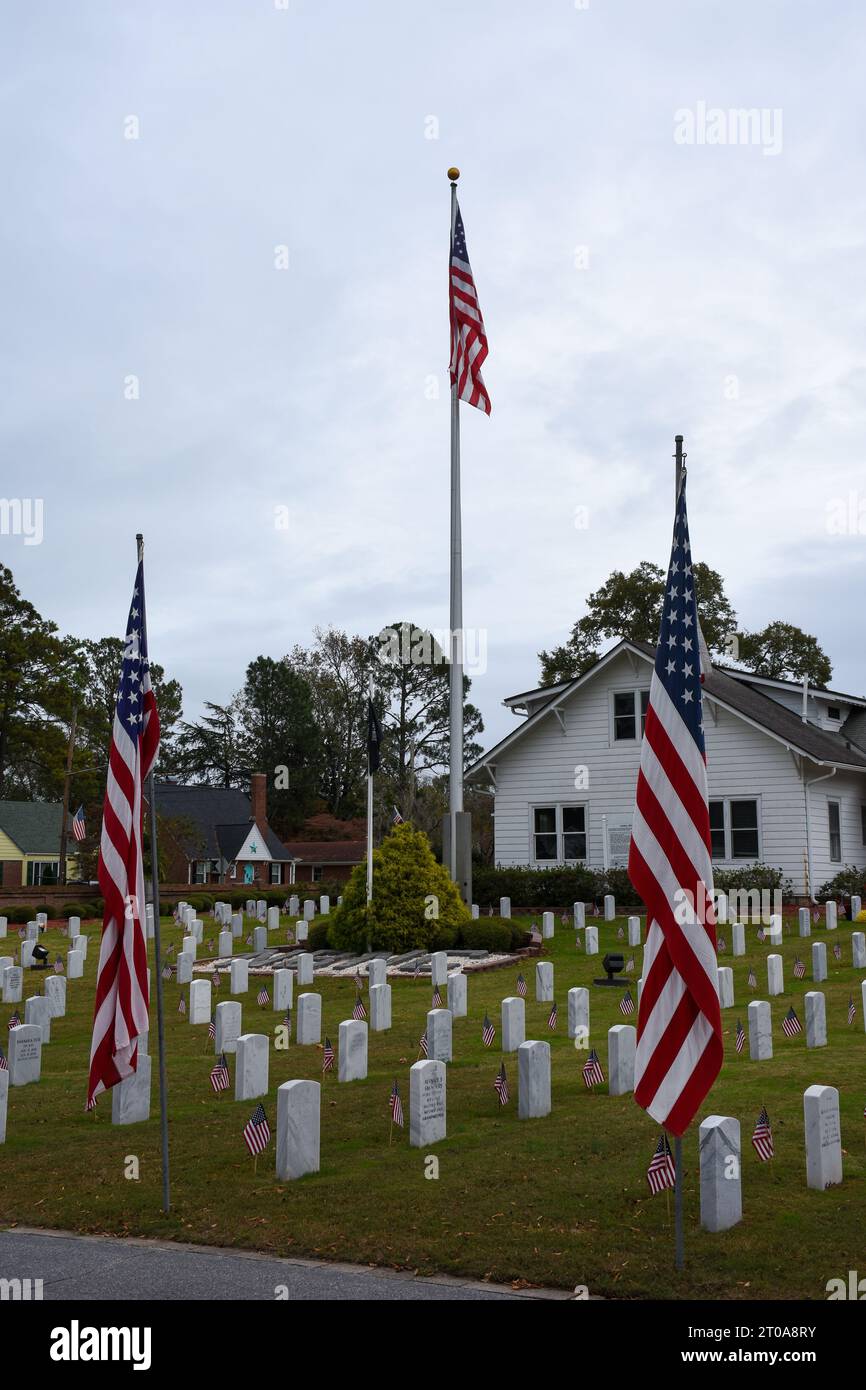 Le cimetière national de New Bern situé à New Bern, en Caroline du Nord. Banque D'Images