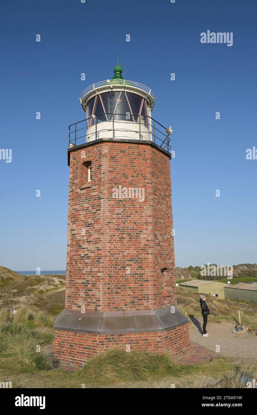 Leuchtturm Quermarkenfeuer Rotes Kliff, Kampen, Sylt, Schleswig-Holstein, Deutschland Banque D'Images