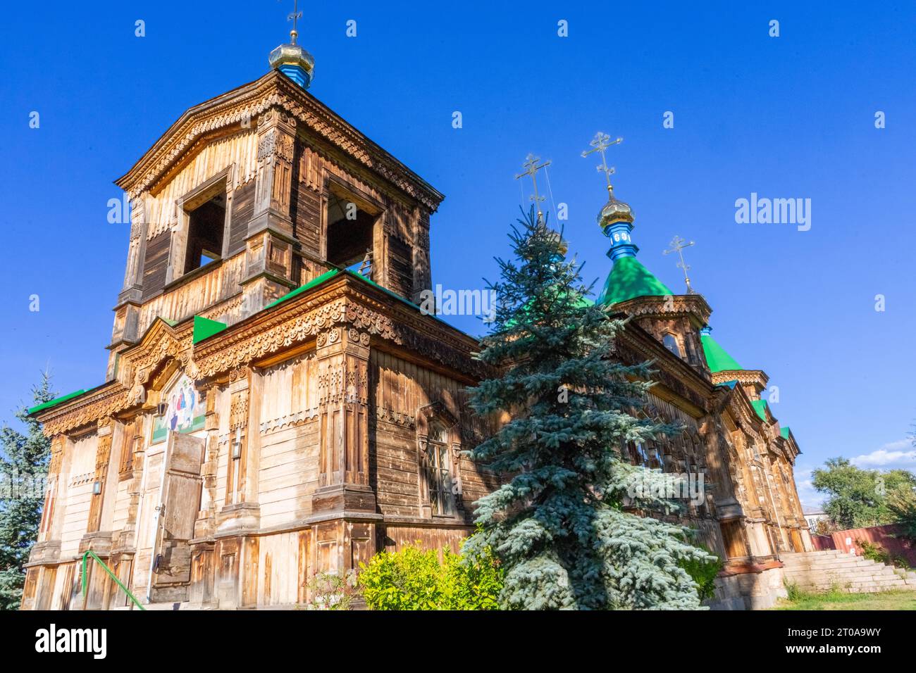 Kirghizistan - Karakol - La Cathédrale Sainte Trinité Orthodoxe Russe Banque D'Images