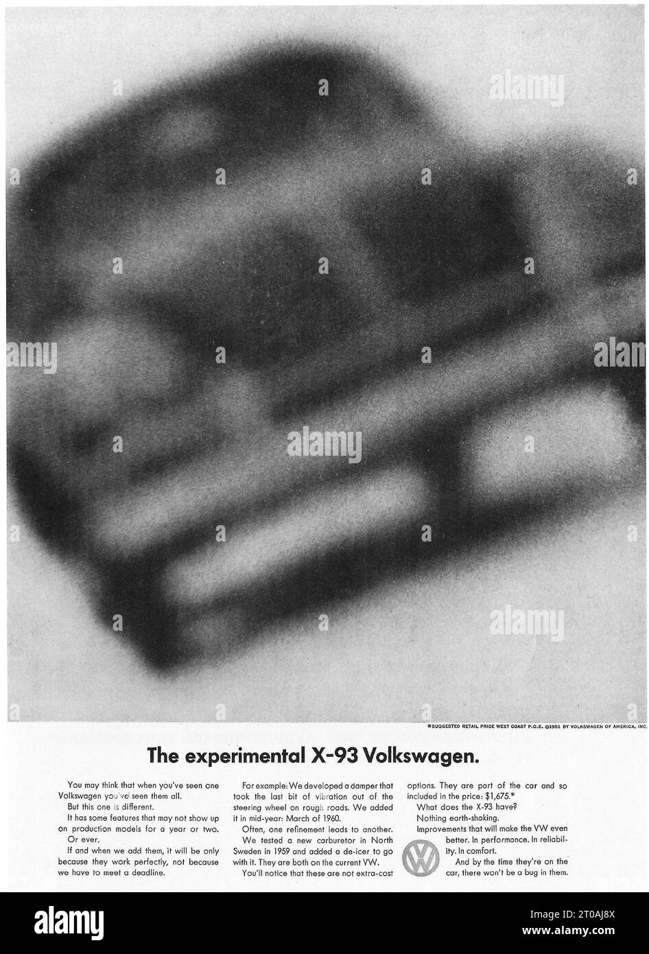 1961 VW Beetle Experimental X-93 annonce créée par Helmet Krone chez Doyle Dane Bernbach Banque D'Images