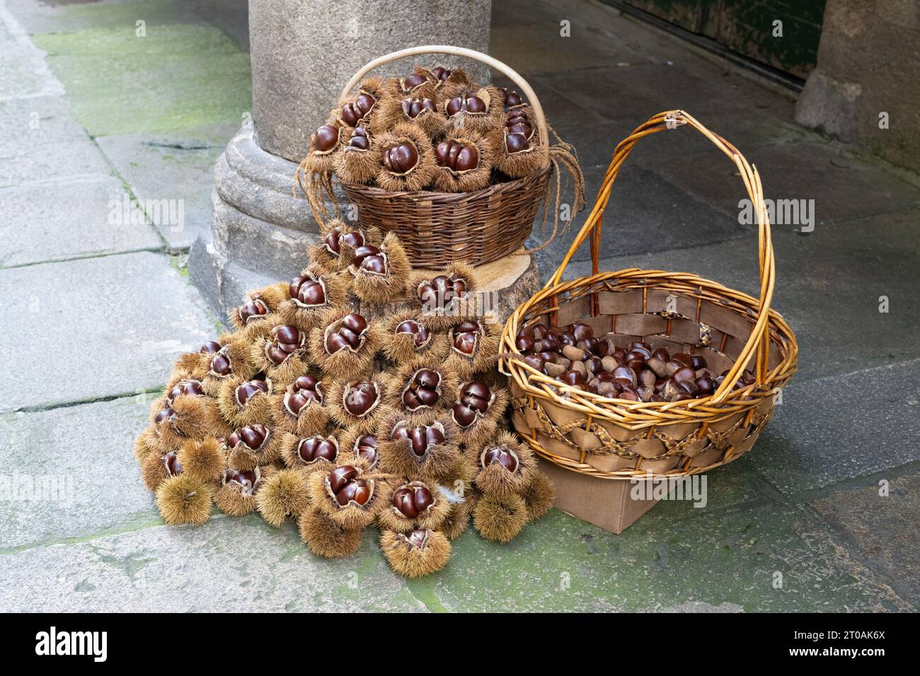 Châtaignes douces - à vendre en Espagne Banque D'Images