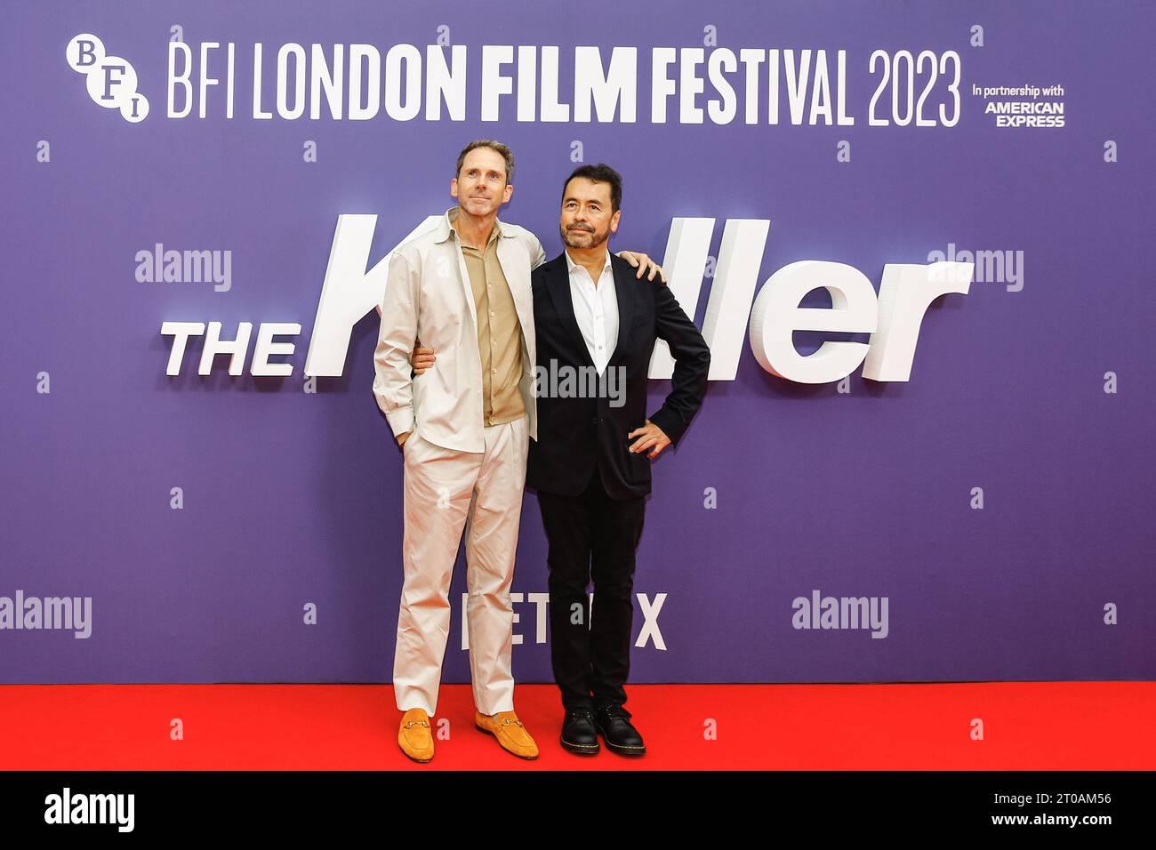 Londres, Royaume-Uni. 05 octobre 2023. KIRK Baxter, éditeur (l) et Ren Klyce, concepteur sonore (r) de 'The Killer'. Arrivée sur tapis rouge pour la première britannique du film « The Killer » au South Bank Centre pour le BFI London British film Festival. Crédit : Imageplotter/EMPICS/Alamy Live News Banque D'Images