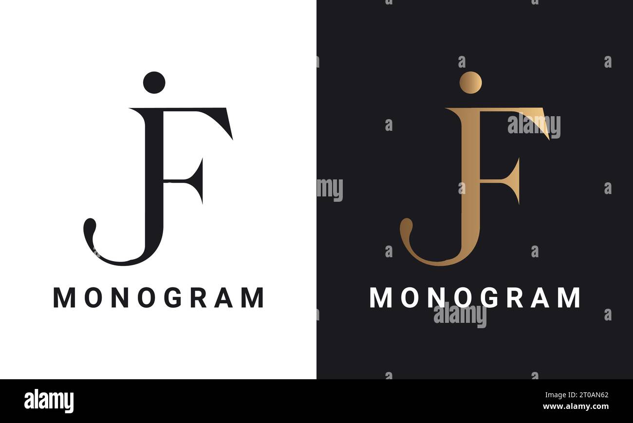 Luxe initial JF pour la conception de logo de lettre de texte de FJ Monogram Illustration de Vecteur