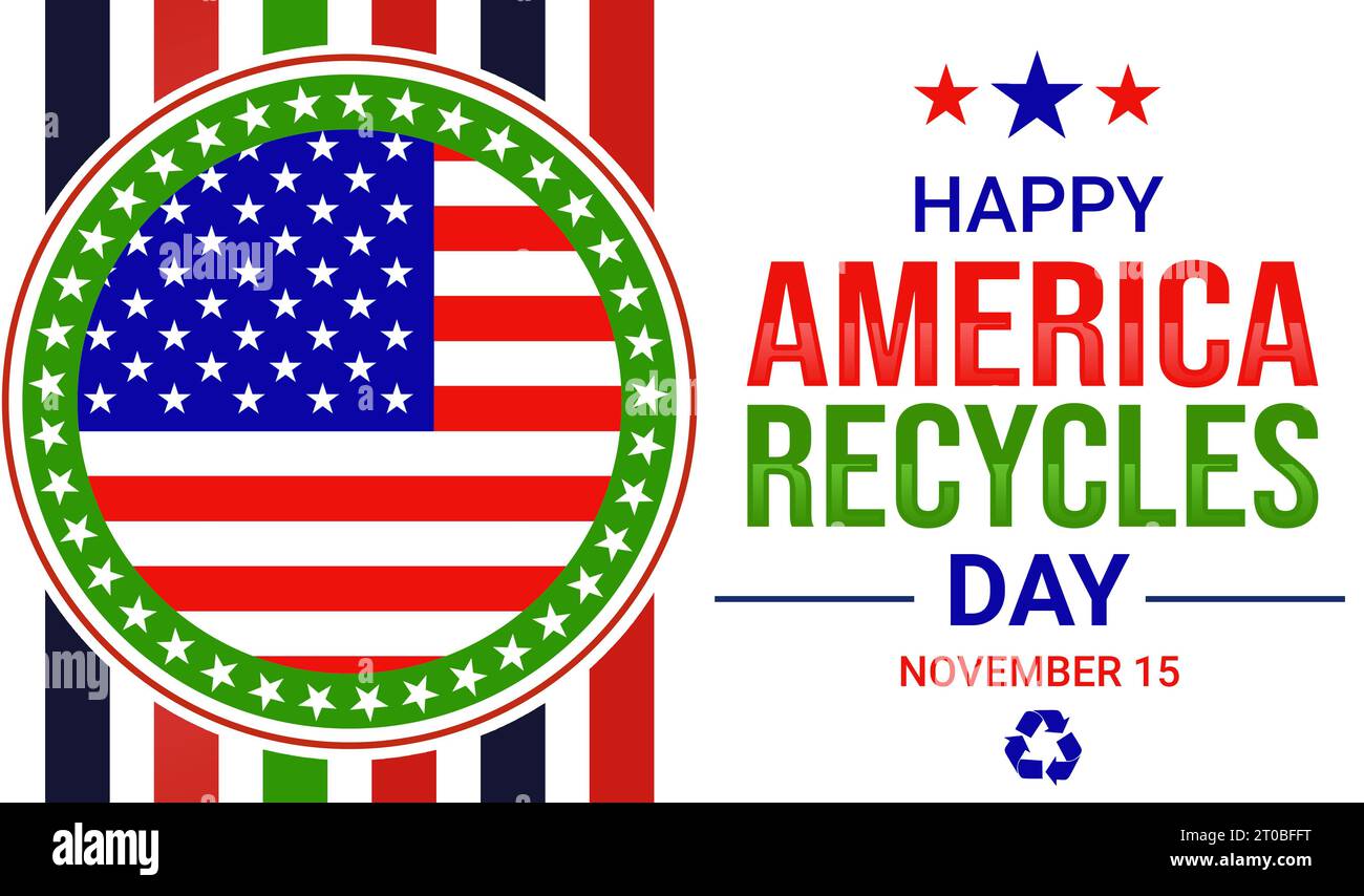 Happy America recycle le papier peint Day avec le design coloré du drapeau américain et la typographie sur le côté. Banque D'Images