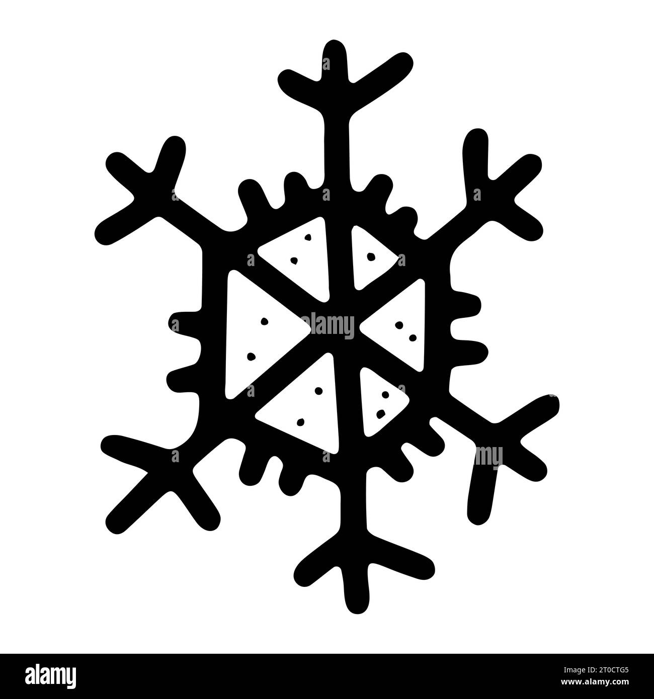 Doodle Christmas Snowflake. Neige de contour dessiné à la main isolé sur fond blanc. X-mas ligne symbole des vacances d'hiver du nouvel an. Signe froid. Festive Illustration de Vecteur