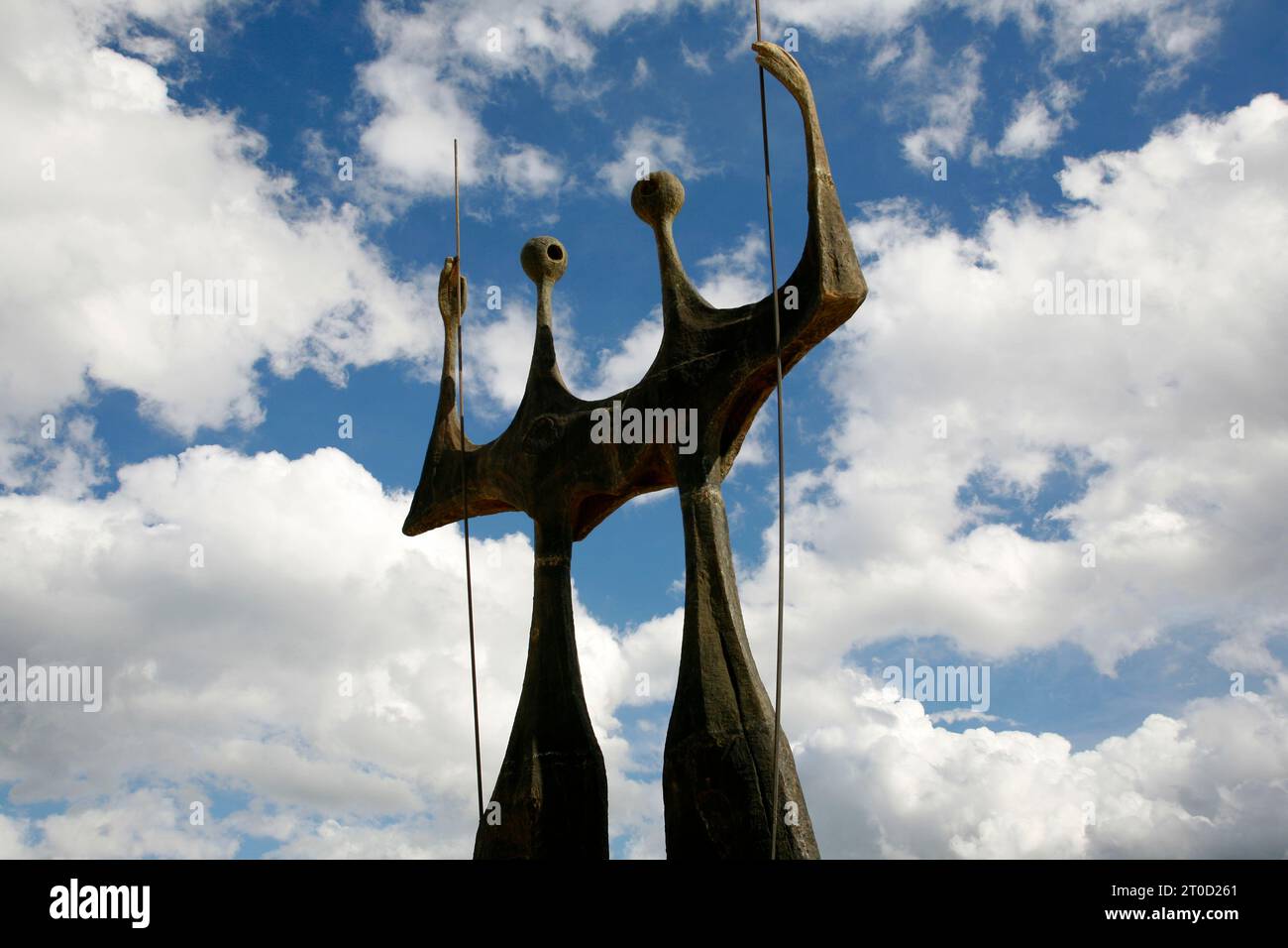 Os Candangos ou les guerriers sculpture à Praca dos Tres Poderes, Brasilia, Brésil. Banque D'Images