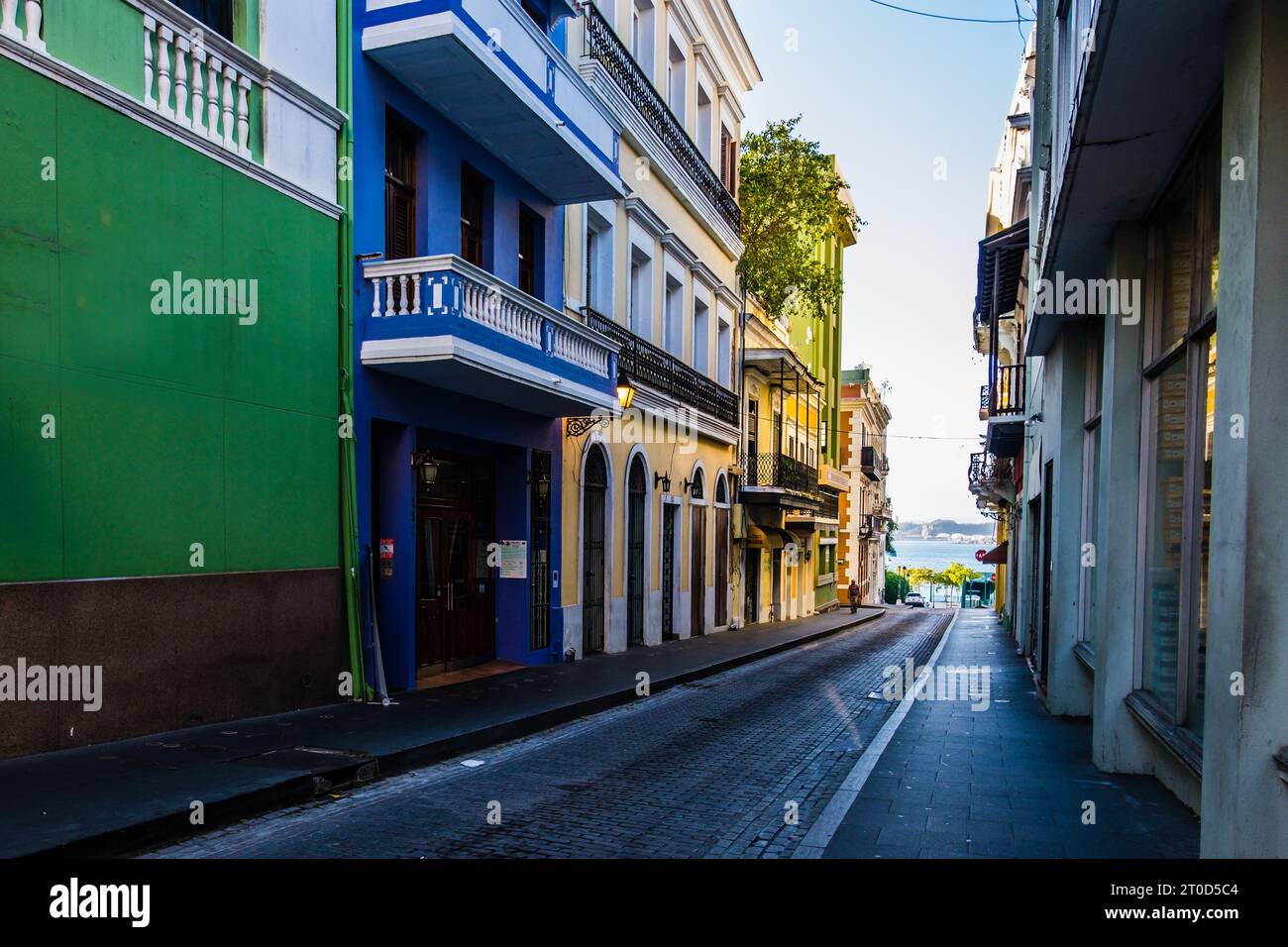 Bâtiments colorés dans le centre historique de San Juan, Porto Rico. Banque D'Images