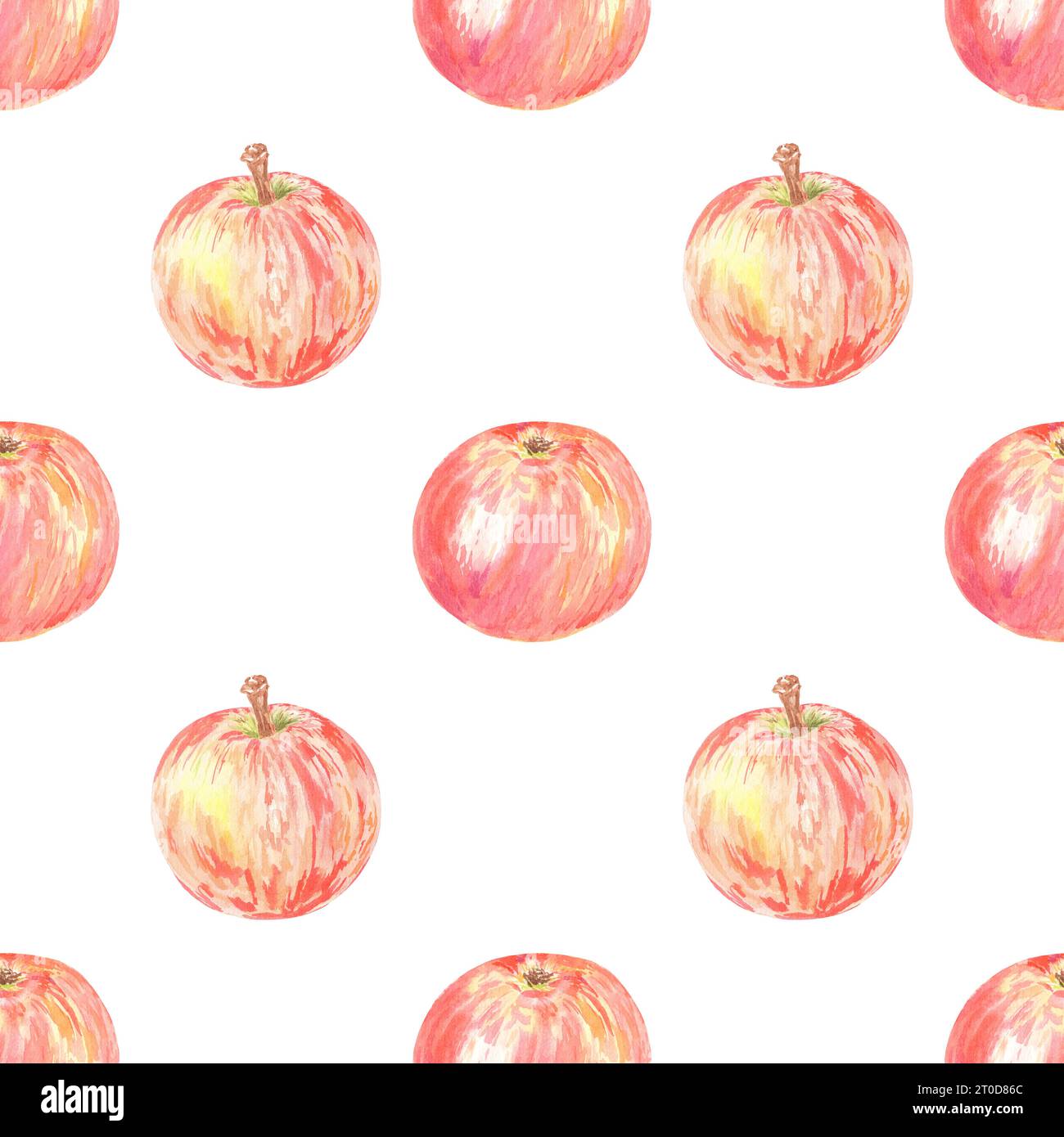 Motif sans couture aquarelle avec des pommes rouges. Illustration alimentaire peinte à la main en stile botanique sur fond blanc pour une utilisation dans le textile, papier peint Banque D'Images Motif sans couture aquarelle avec des pommes rouges. Illustration alimentaire peinte à la main en stile botanique sur fond blanc pour une utilisation dans le textile, papier peint Banque D'Images