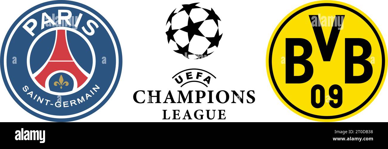 Vinnitsia, Ukraine - septembre 04 2023. Ligue des champions. PSG vs Borussia Dortmund Illustration de Vecteur