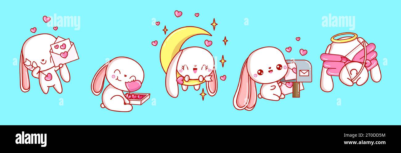 Collection de Vector Bunny Art. Jeu d'illustrations de cliparts de lapin isolé. Animaux vectoriels mignons Illustration de Vecteur