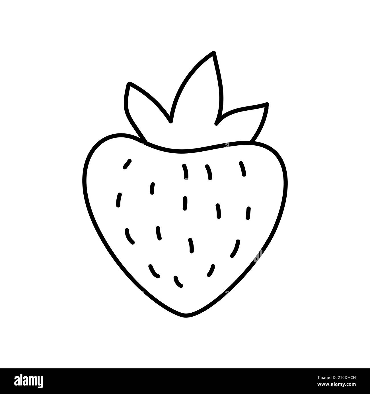 Ligne dessinée à la main fraise contour icône illustration de vecteur doodle, convient au livre de coloriage, logo, illustration, autocollant, couverture Illustration de Vecteur