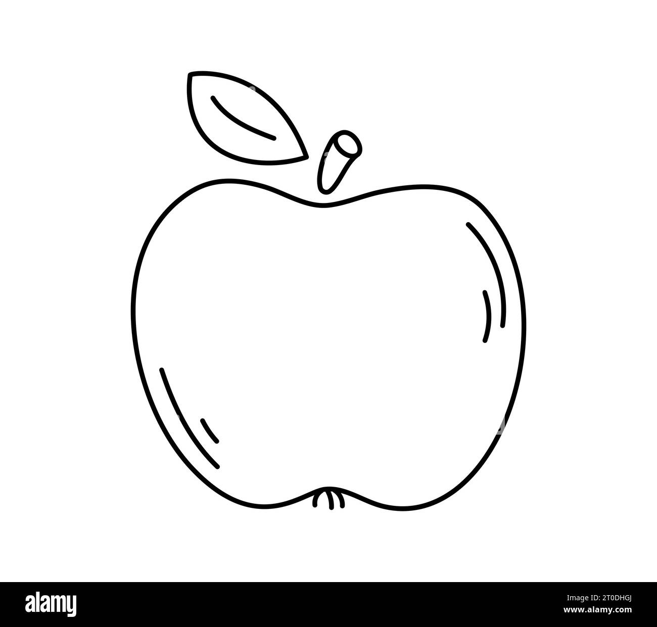 Icône de ligne dessinée à la main de pomme, signe vectoriel de fruit de contour, pictogramme de style linéaire isolé sur blanc. Symbole, illustration du logo. Contour modifiable. Pixel Illustration de Vecteur
