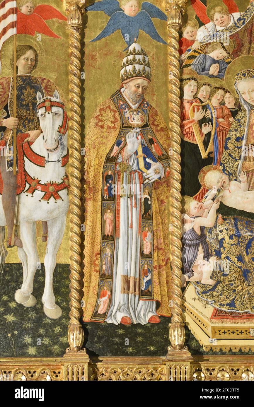 Belforte del Chienti (Italie, Marches - province de Macerata), église de Sant'Eustachio. Giovanni Boccati, Polyptyque, 15e siècle. (Détail du côté gauche, St. Peter's), 1468 Banque D'Images