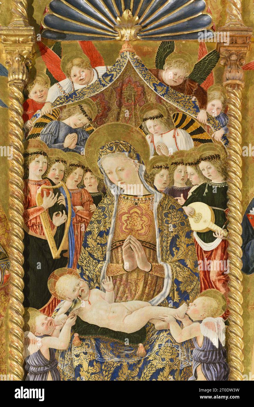 Belforte del Chienti (Italie, Marches - province de Macerata), église de Sant'Eustachio. Giovanni Boccati, Polyptyque, 15e siècle. Banque D'Images