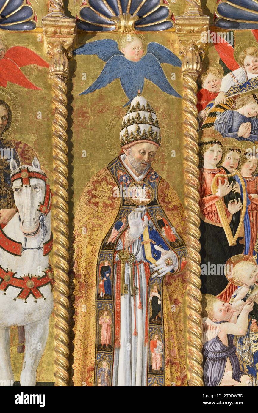 Belforte del Chienti (Italie, Marches - province de Macerata), église de Sant'Eustachio. Giovanni Boccati, Polyptyque, 15e siècle. (Détail du côté gauche, St. Peter's), 1468 Banque D'Images