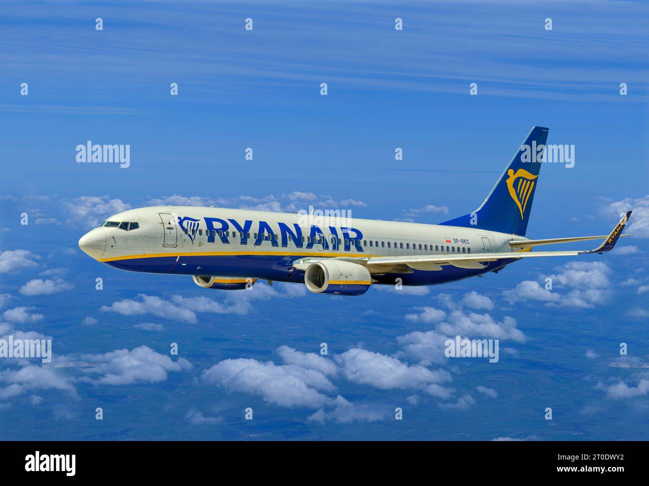 Boeing 737-800 de Ryanair en vol. Banque D'Images