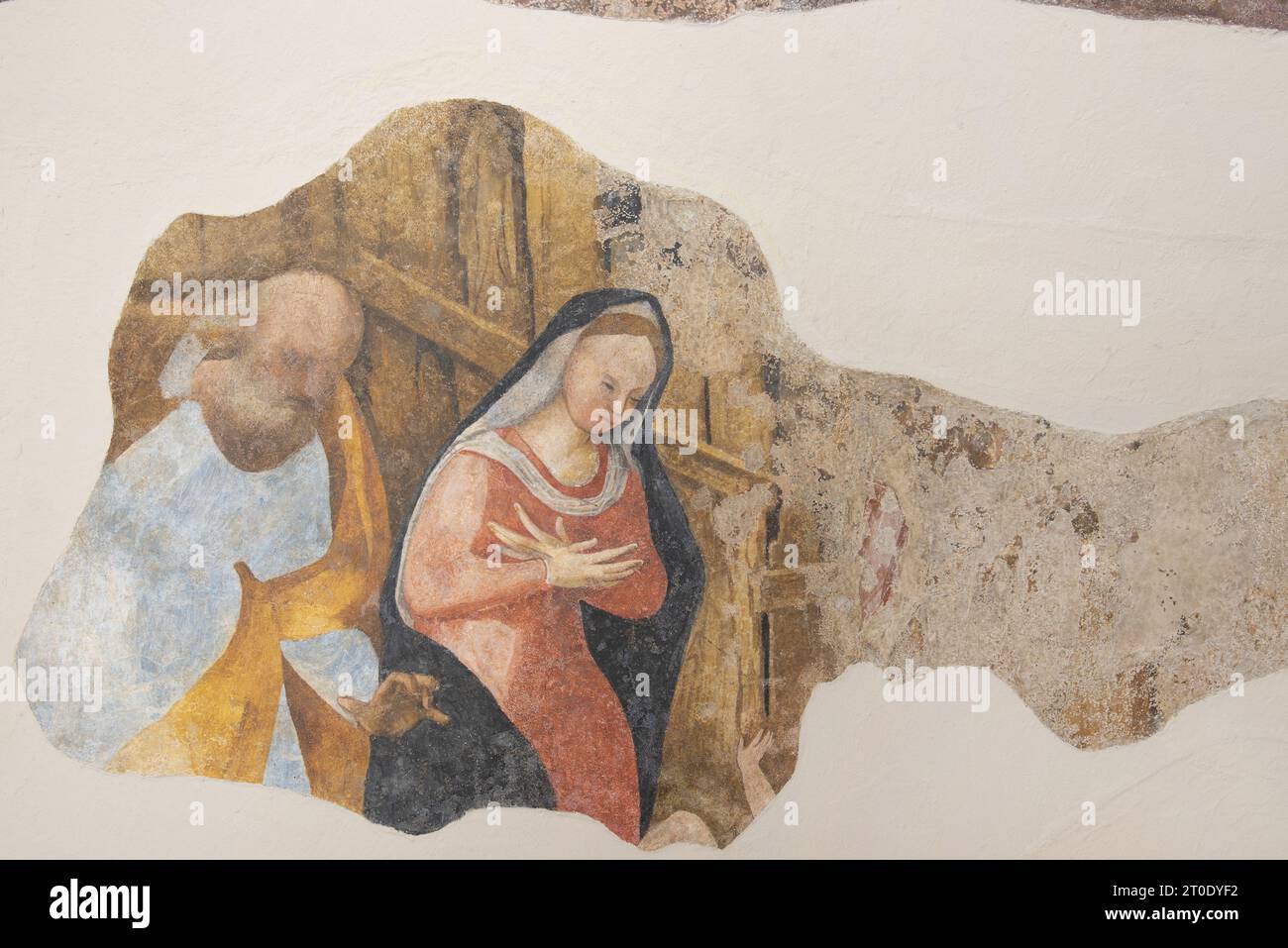 Esanatoglia (Italie, Marches - province de Macerata), Oratorio le Coffins, Nativité et adoration des Mages (fresque détachée) de Francesco de Magistris datable du début du 16e siècle Banque D'Images