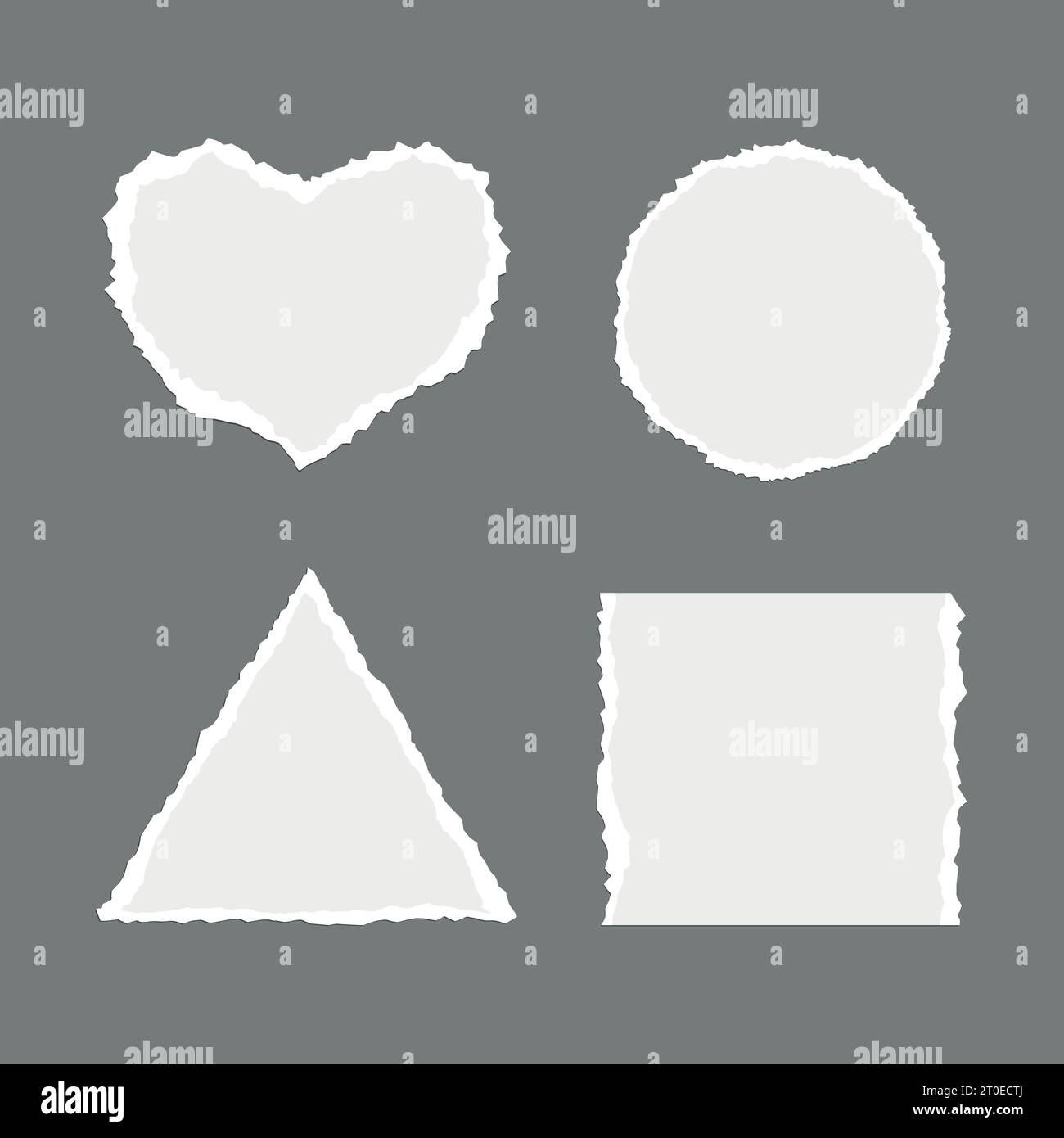 Ensemble de papier déchiré de différentes formes. Papier déchiré carré, triangle, cercle et forme de coeur. Illustration vectorielle Illustration de Vecteur