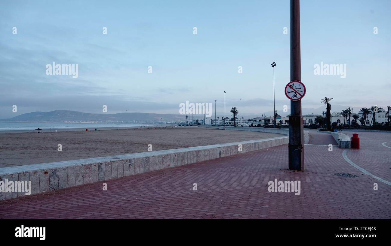 Maroc, Agadir, plage, promenade Banque D'Images