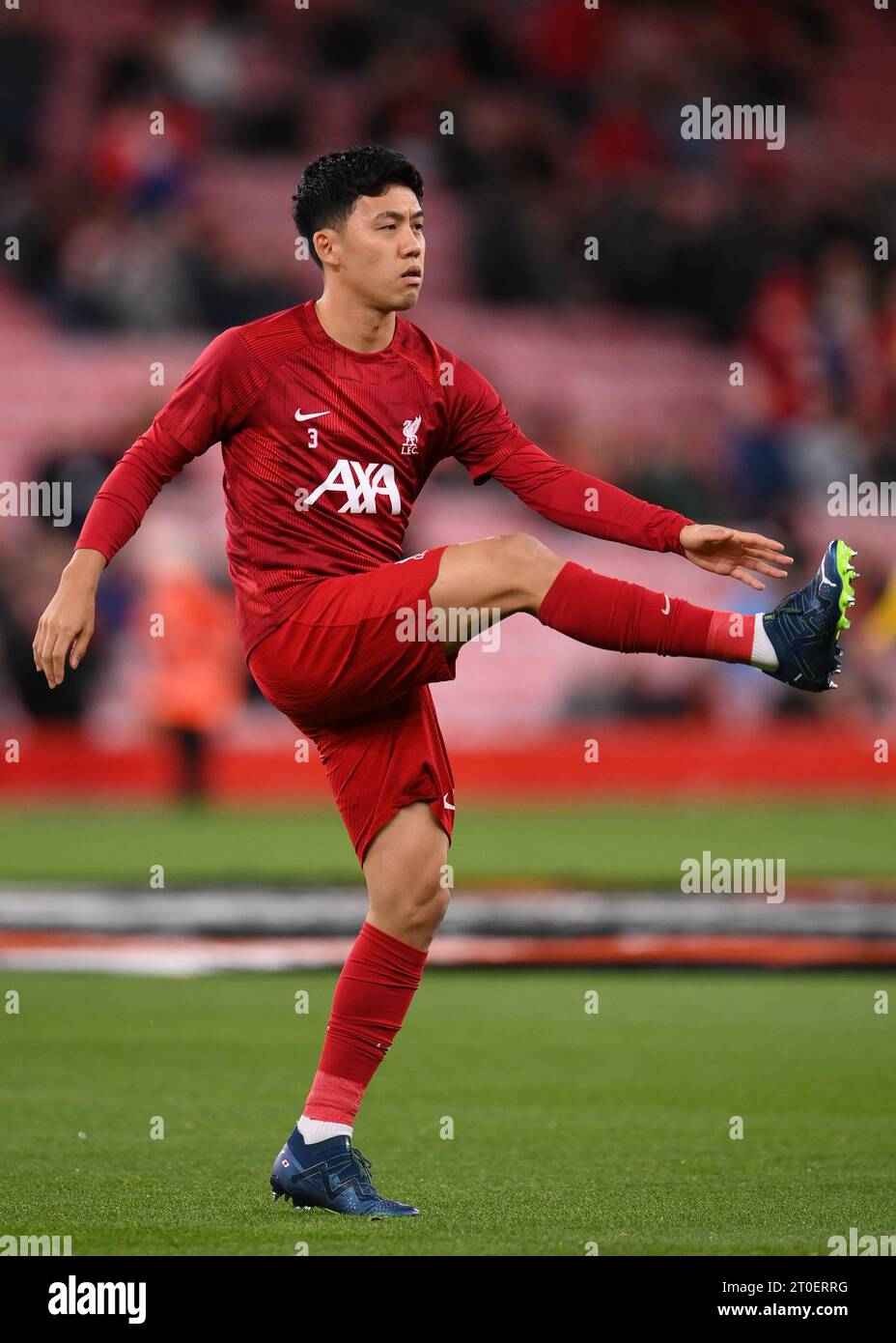 Liverpool, Royaume-Uni. 5 octobre 2023. Wataru Endo de Liverpool lors du match de l'UEFA Europa League à Anfield, Liverpool. Le crédit photo devrait être : Gary Oakley/Sportimage crédit : Sportimage Ltd/Alamy Live News Banque D'Images