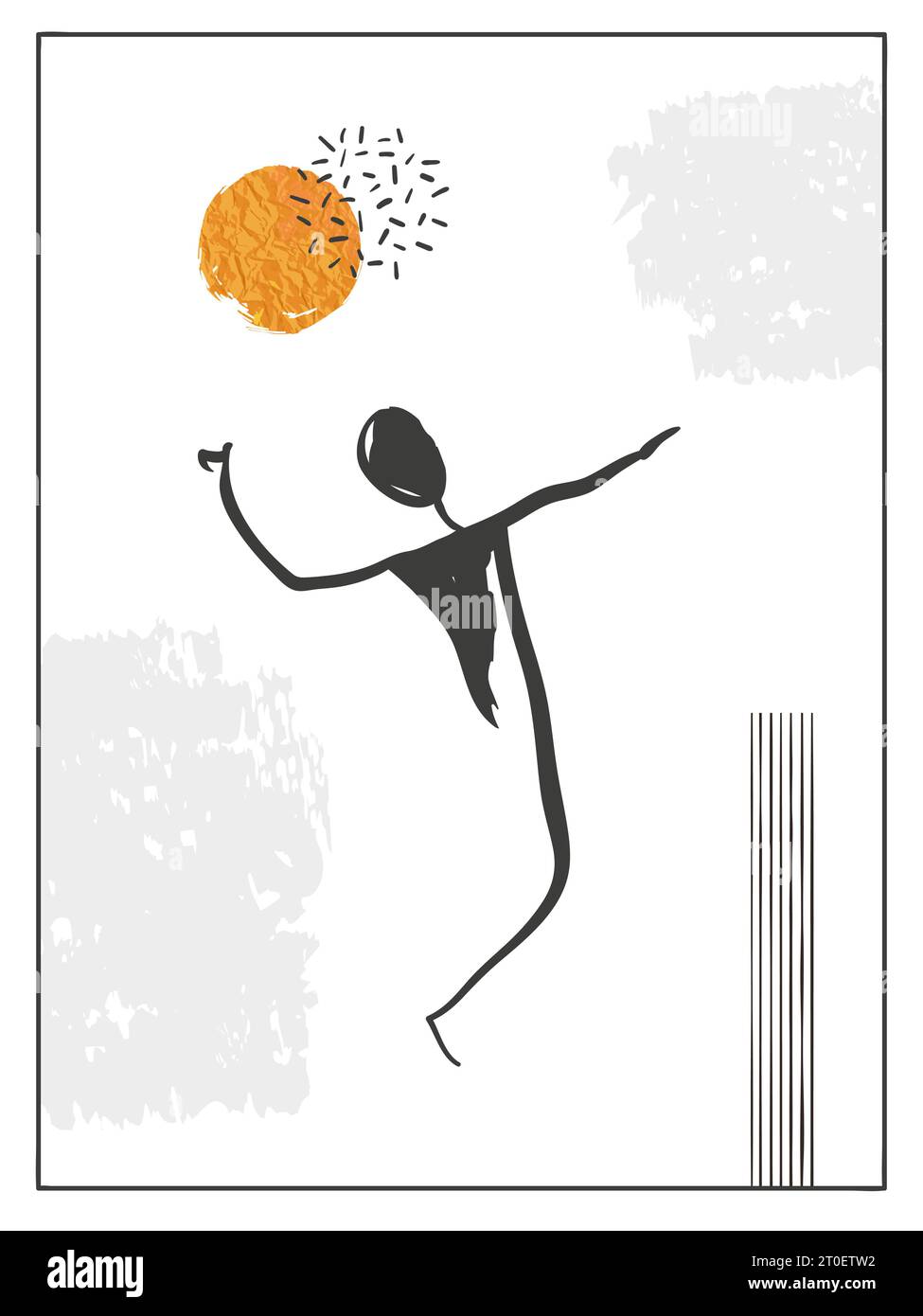 Affiche de sport avec homme et balle. Illustration vectorielle abstraite de joueur de volley-ball. Illustration de Vecteur
