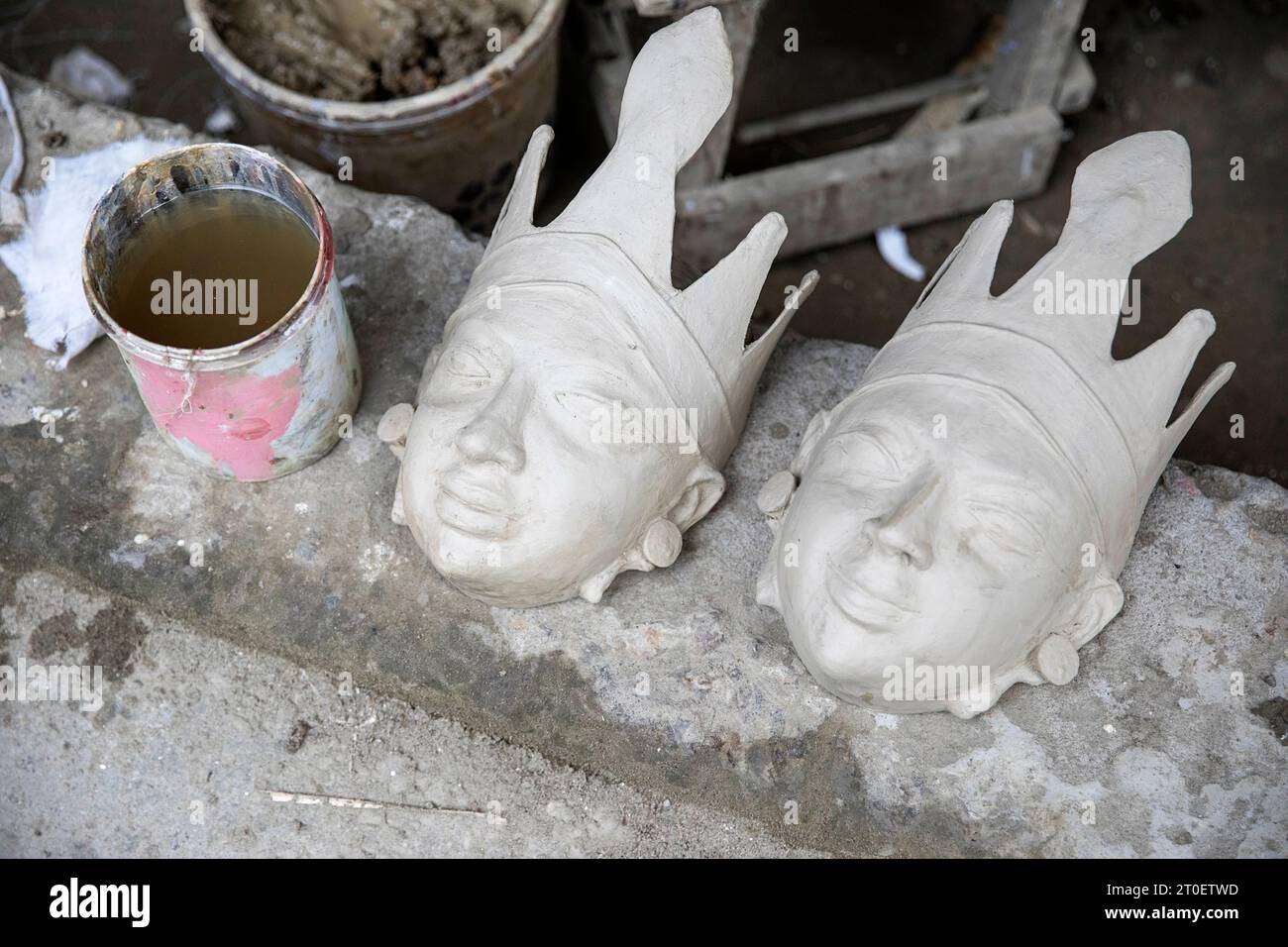 Masque traditionnel faisant la culture de Majuli, Assam, Nord-est de l'Inde Banque D'Images