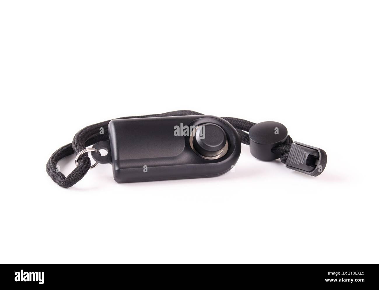 Clicker de chien isolé pour la formation à l'obéissance. Petit clicker de dressage de chien noir produisant un son de clic. Utilisé pour les chiens pour apprendre des tours avec reinfo positive Banque D'Images