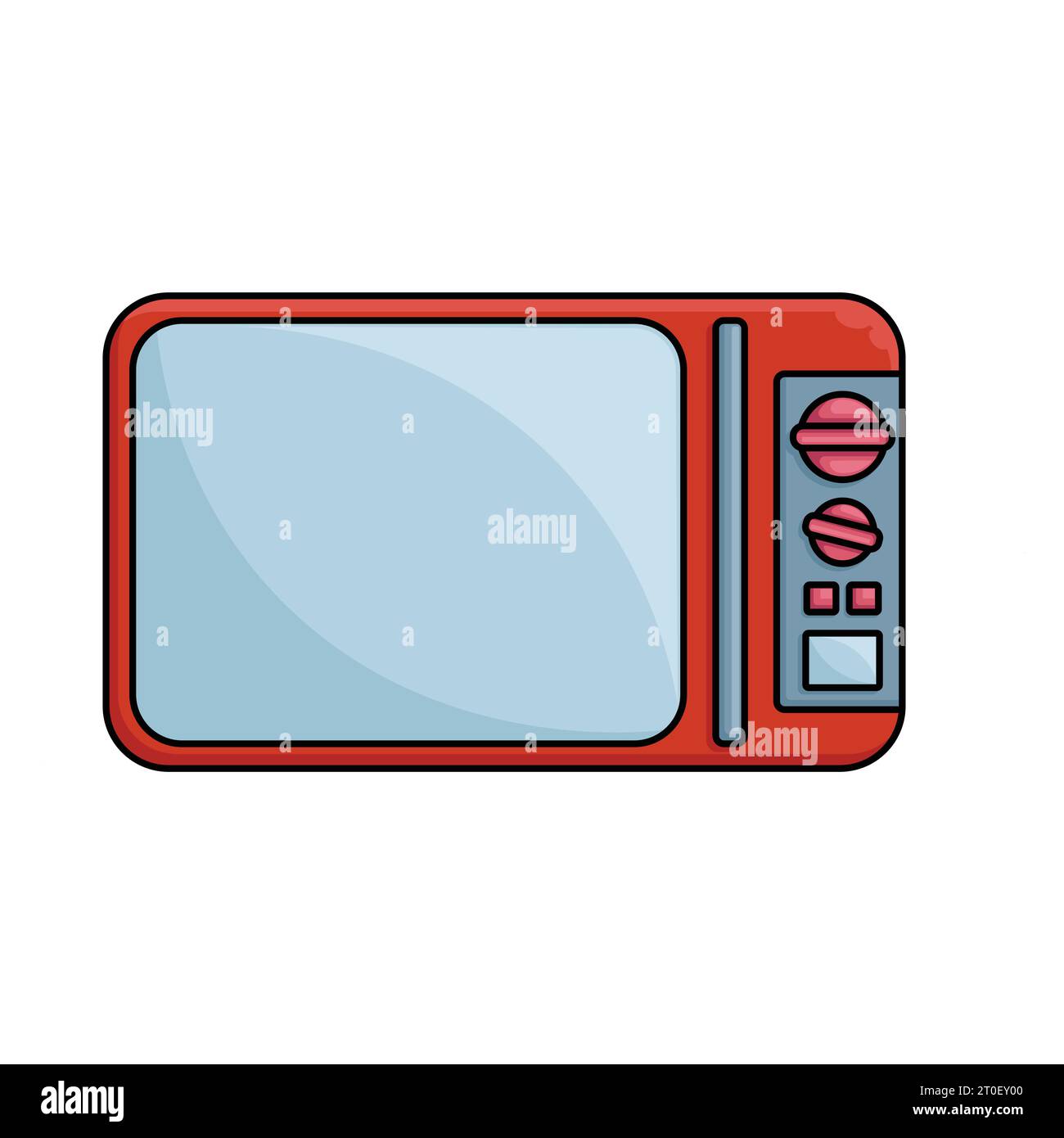 Type d'icône de four à micro-ondes en bleu et rouge. Conception vectorielle pour ustensiles de cuisine aliments et boissons élément de conception et illustration Illustration de Vecteur