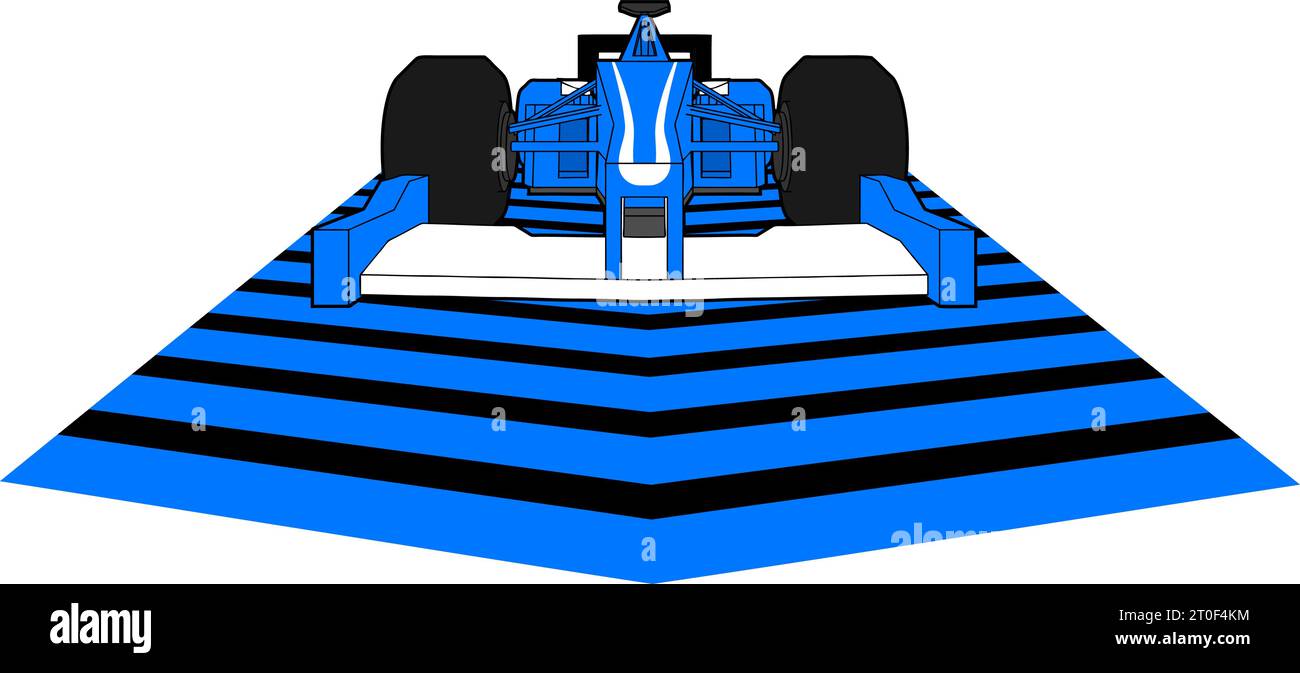Voiture de course bleue et blanche sur la piste de course photo – Photo