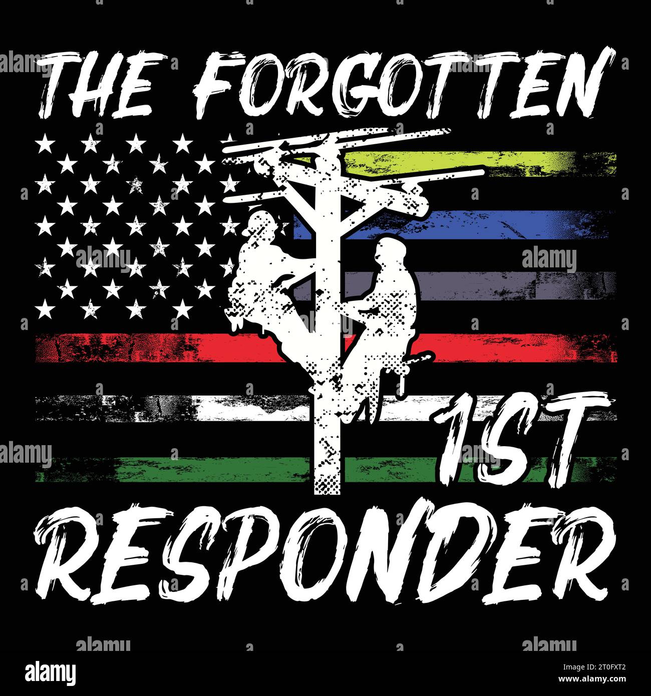 T-shirt de ligne électrique The Forgotten First Responder Gifts Illustration de Vecteur