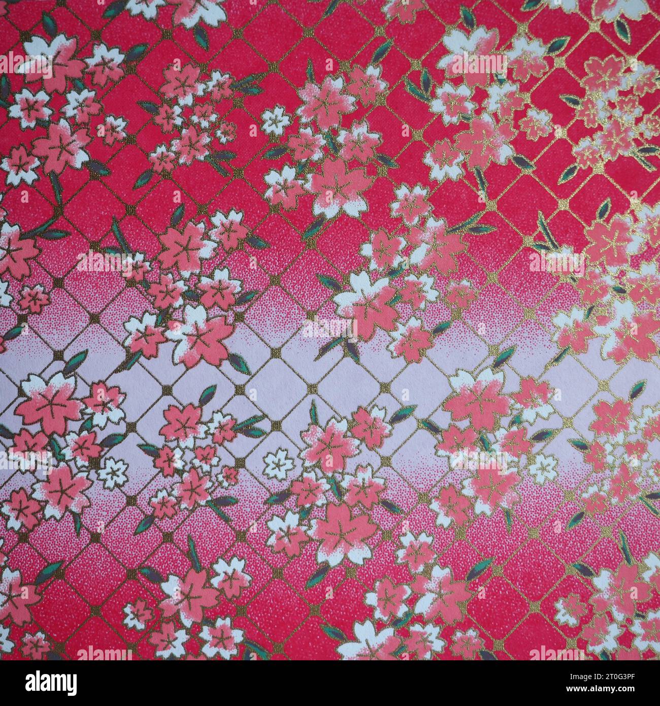Motifs japonais traditionnels avec thème floral Banque D'Images