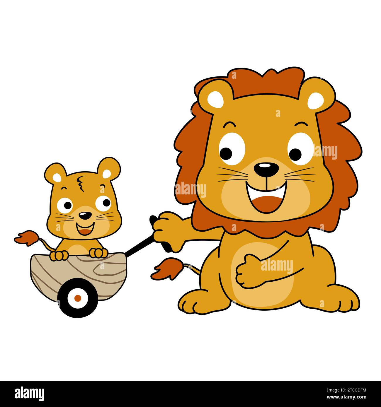 famille heureuse de lion, illustration de dessin animé vectoriel Illustration de Vecteur