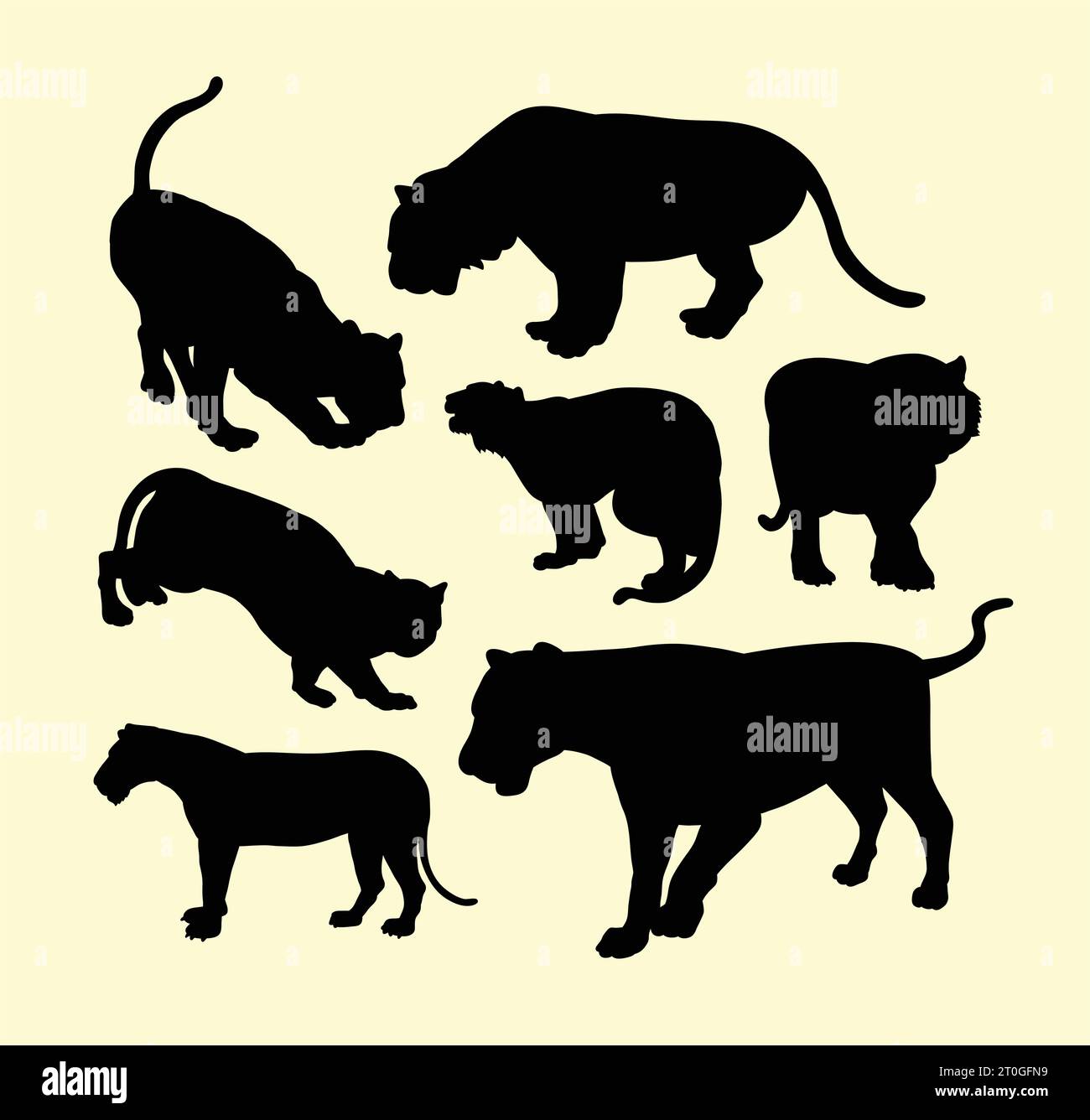 silhouette d'animal sauvage de tigre et de panthère Illustration de Vecteur