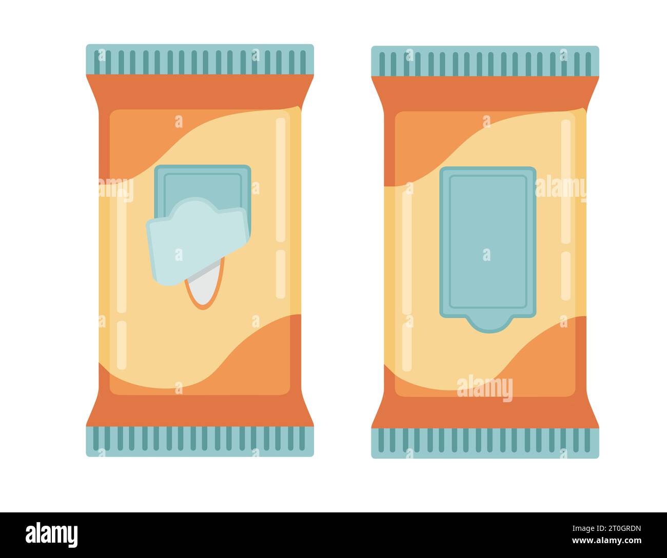 Lingettes de nettoyage humides dans un emballage en plastique avec illustration vectorielle de bouchon en plastique isolée sur fond blanc Illustration de Vecteur