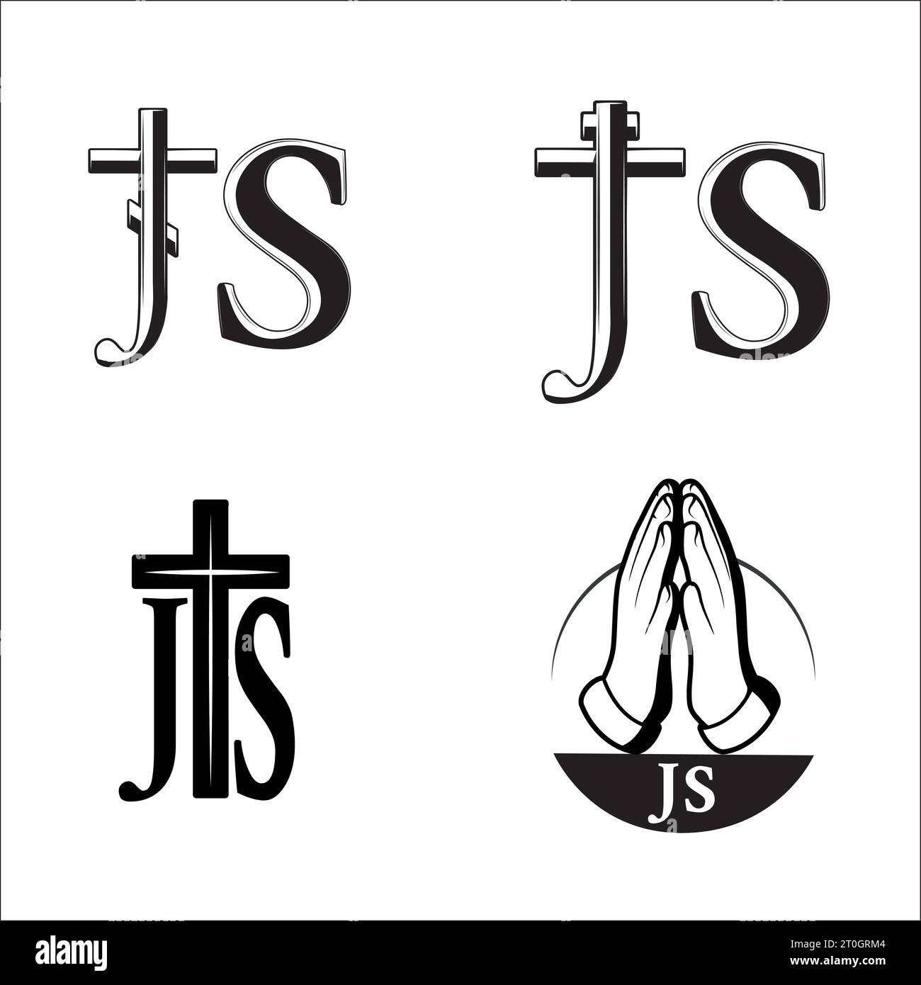 Logo chrétien Croix et symboles de prière pour les marques religieuses Illustration de Vecteur