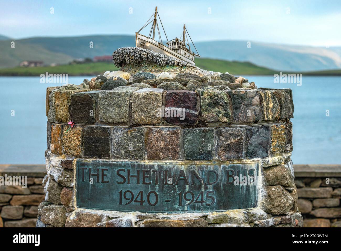 La ville portuaire historique Scalloway sur le continent des Shetlands. Banque D'Images