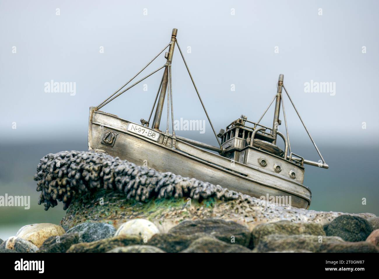 La ville portuaire historique Scalloway sur le continent des Shetlands. Banque D'Images