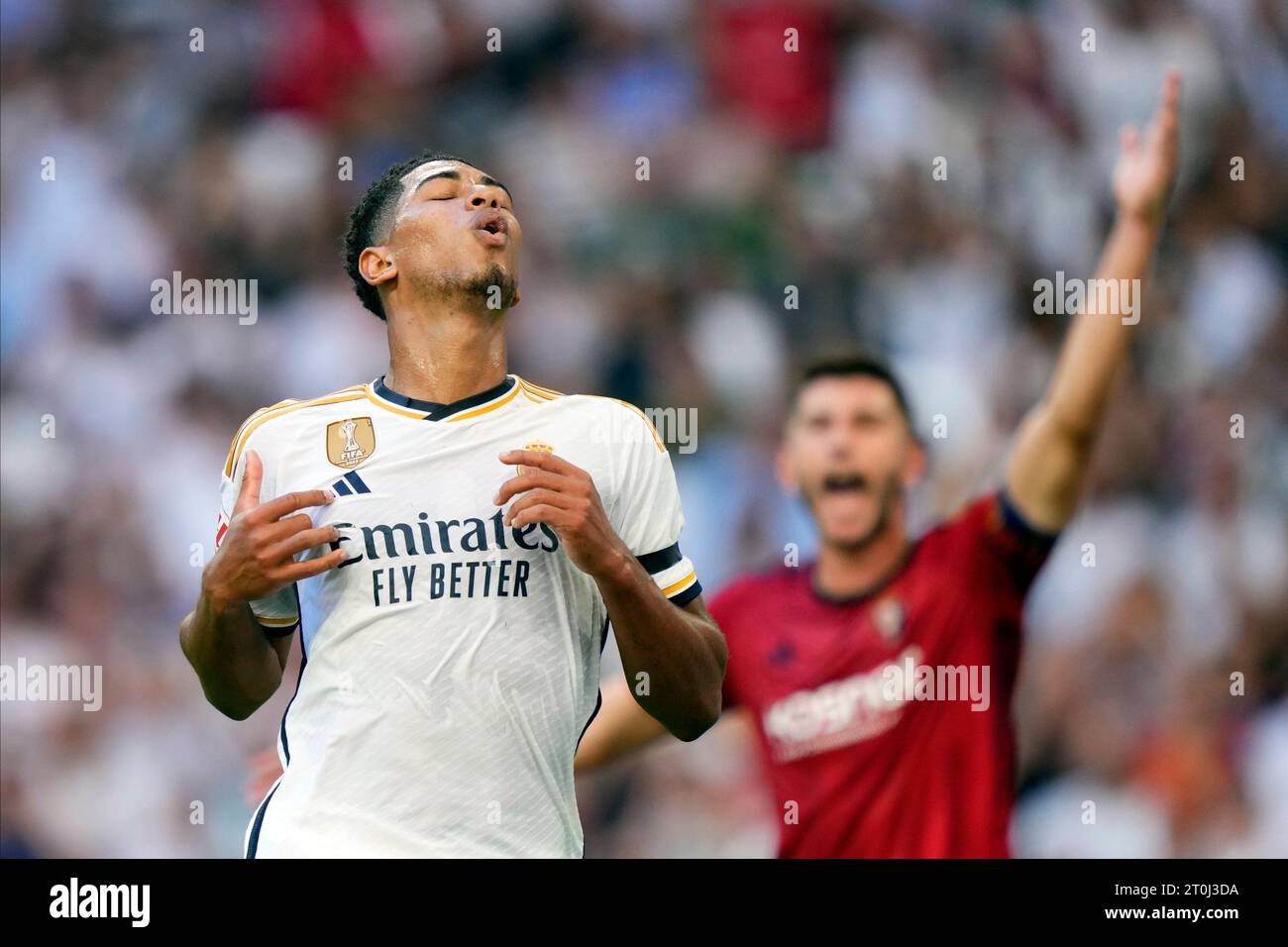 Madrid, Espagne. 07 octobre 2023. Jude Bellingham du Real Madrid CF lors du match de Liga entre le Real Madrid et le CA Osasuna a joué au stade Santiago Bernabeu le 7 octobre 2023 à Madrid, Espagne. (Photo de Cesar Cebolla/PRESSINPHOTO) crédit : PRESSINPHOTO SPORTS AGENCY/Alamy Live News Banque D'Images