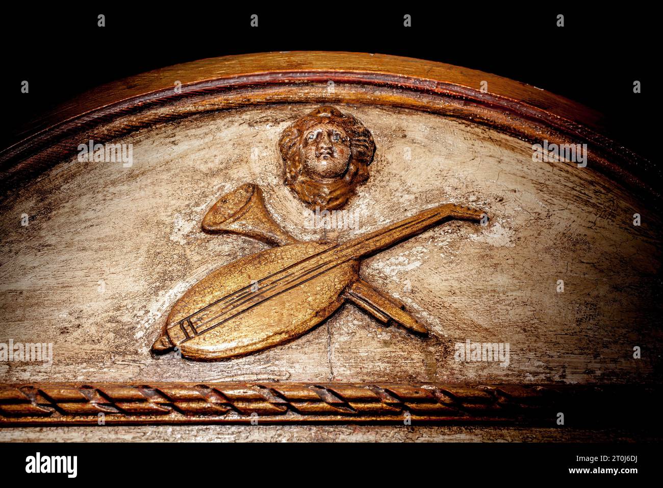 Détail d'une horloge musicale du 19e siècle, Musée de l'orgue Borgentreich, district de Höxter, Rhénanie du Nord-Westphalie, Allemagne, Europe Banque D'Images