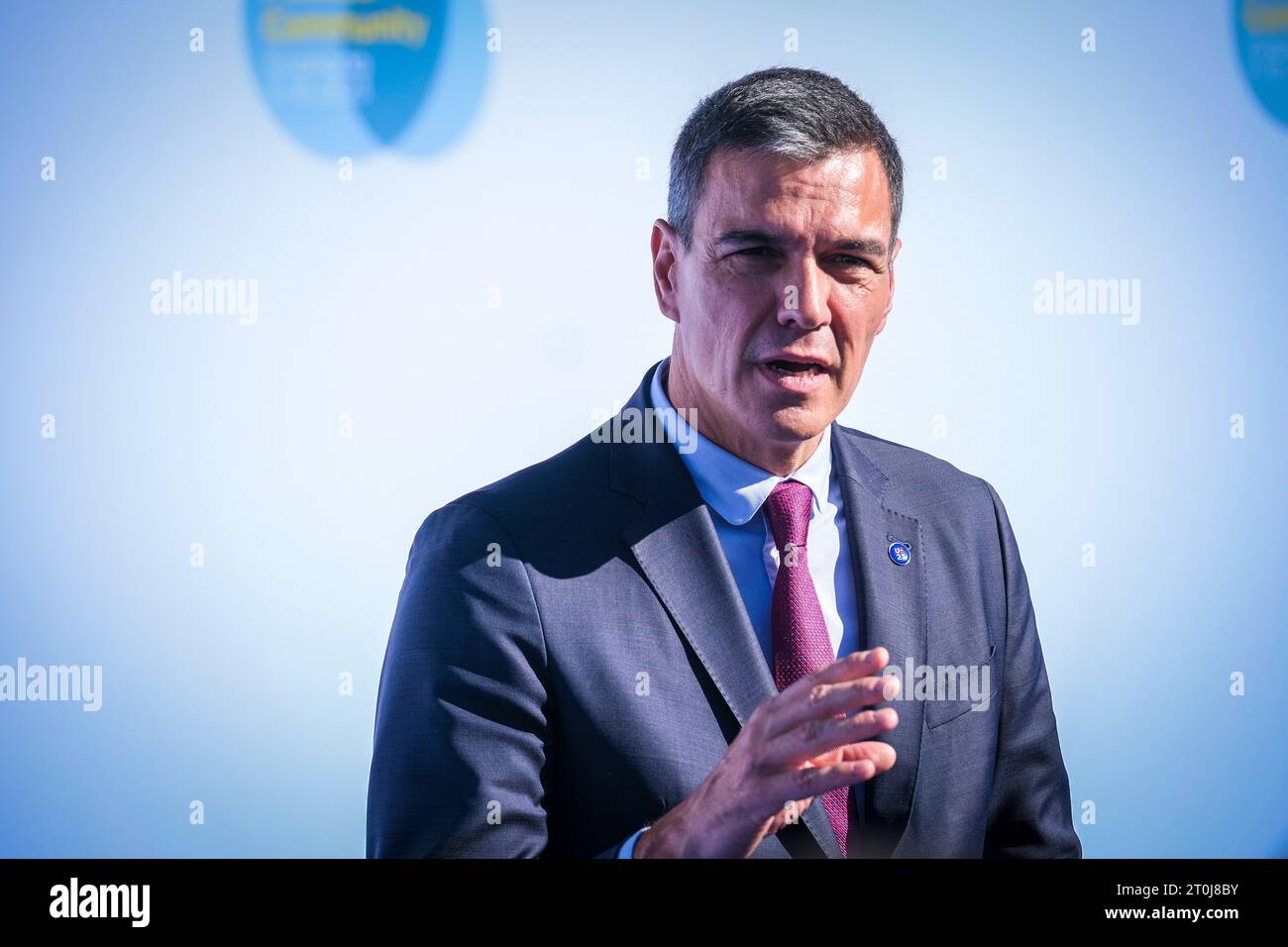 Nicolas Landemard / le Pictorium - Sommet européen informel à Grenade (Espagne). - 05/10/2023 - Espagne / Andalousie / Grenade - M. Sanchez. Les différents chefs d'État européens se sont réunis lors d'un sommet informel de la Communauté économique européenne. Banque D'Images