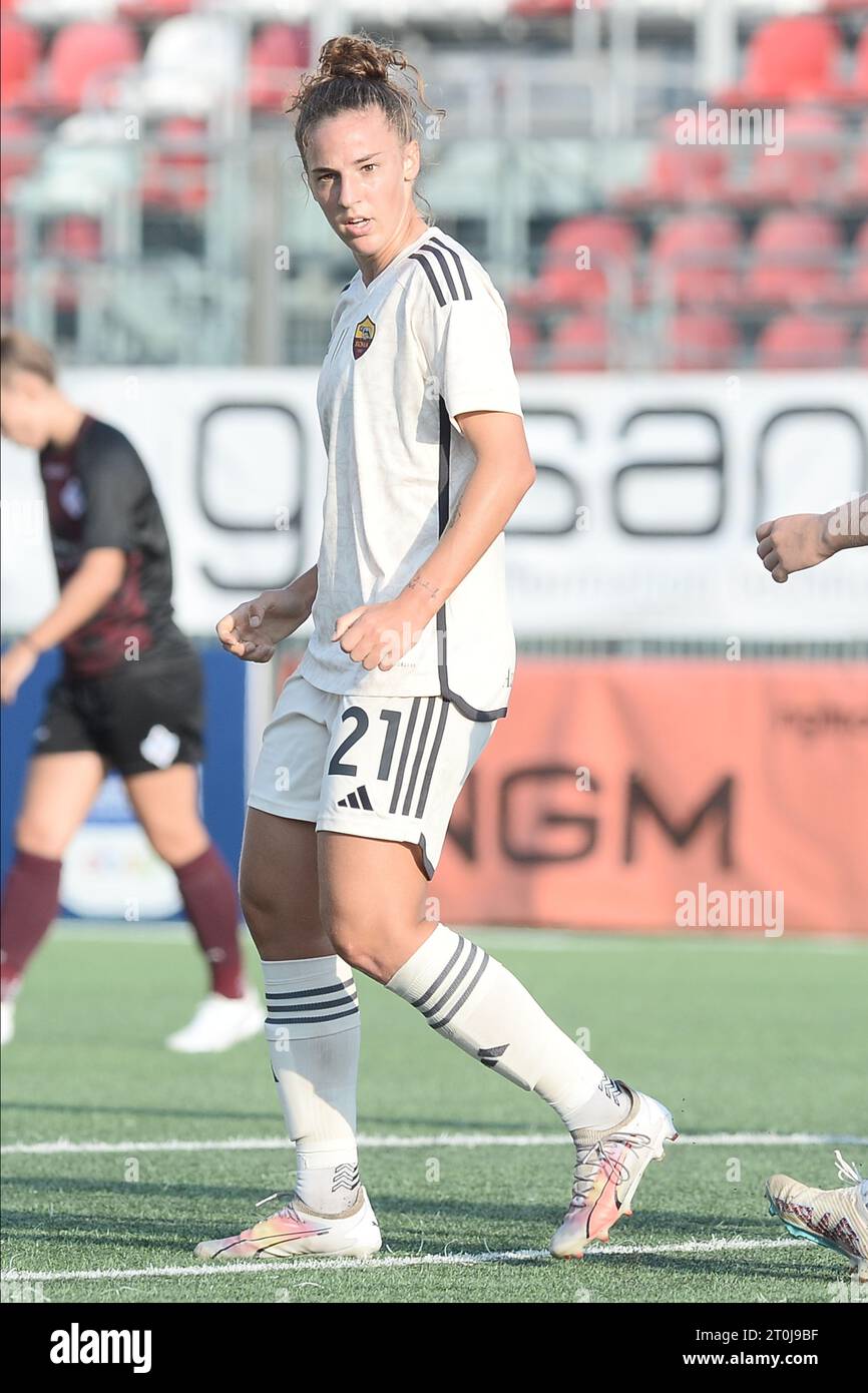 Martina Tomaselli de L'AS Roma célèbre après avoir marqué un but lors de la Serie A Women entre Pomigliano CF et AS Roma au stade Amerigo Liguori Banque D'Images