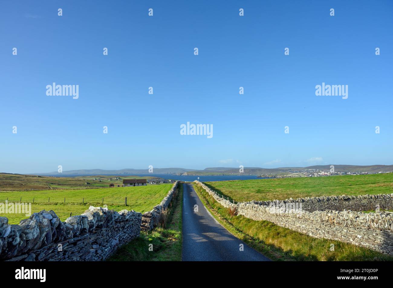 Vue vers Mainland et Lerwick, Bressay, Shetland, Écosse, Royaume-Uni Banque D'Images