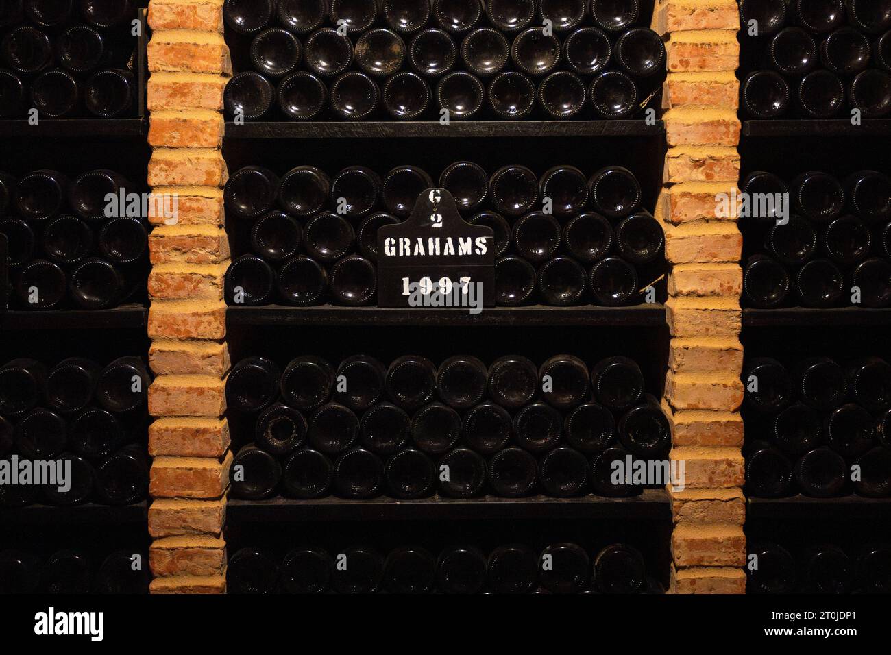 Bouteilles de Porto de Graham au Graham's Lodge, Vila Nova de Gaia, Porto, Portugal Banque D'Images