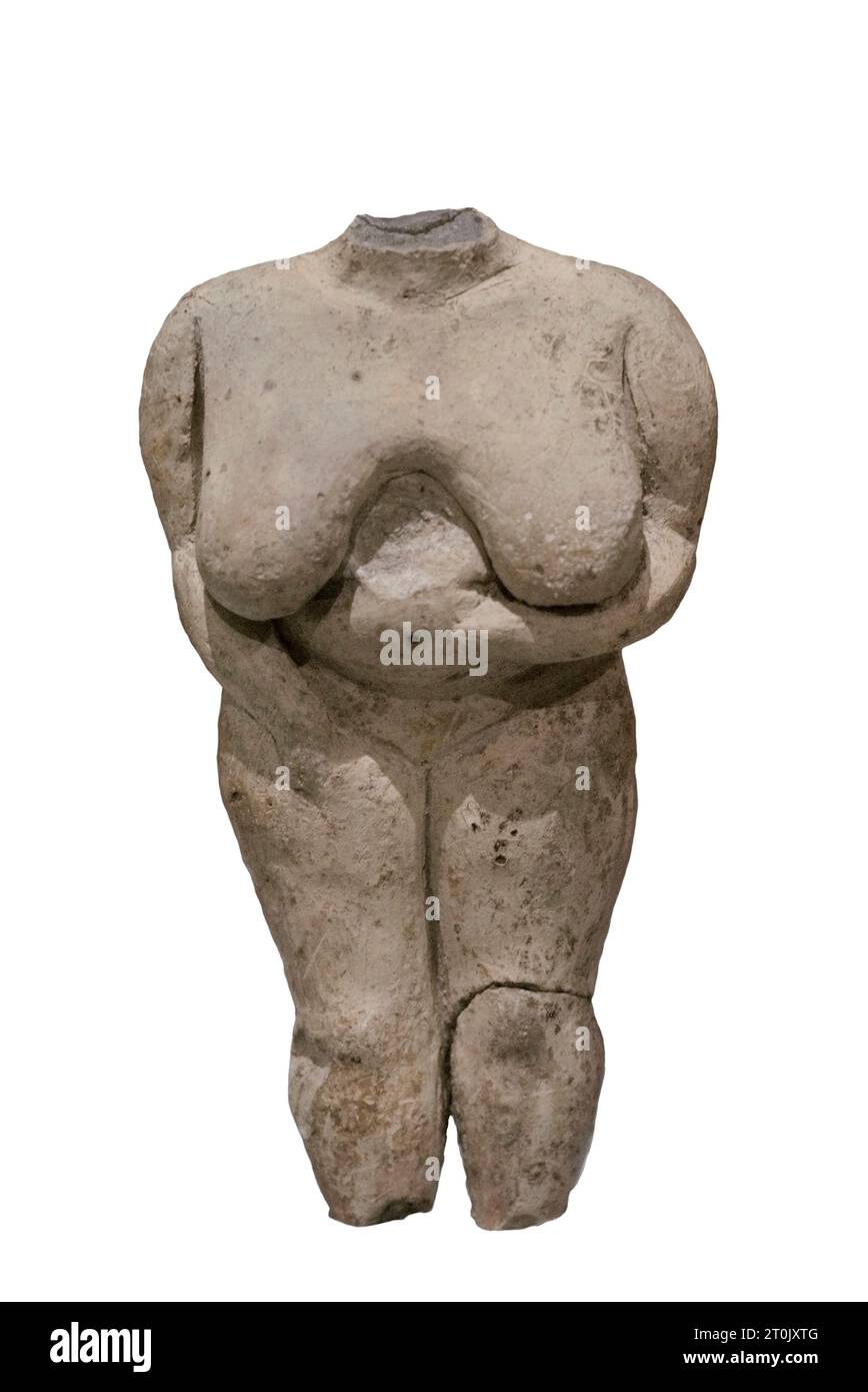 'Vénus de Malte'. Statuette féminine debout sans tête. Argile. Hauteur : 13 cm. De Hagar Qim, Malte. Période du temple (3600 av. J.-C. à 2500 av. J.-C.). Musée national d'archéologie. Valletta. Malte. Banque D'Images