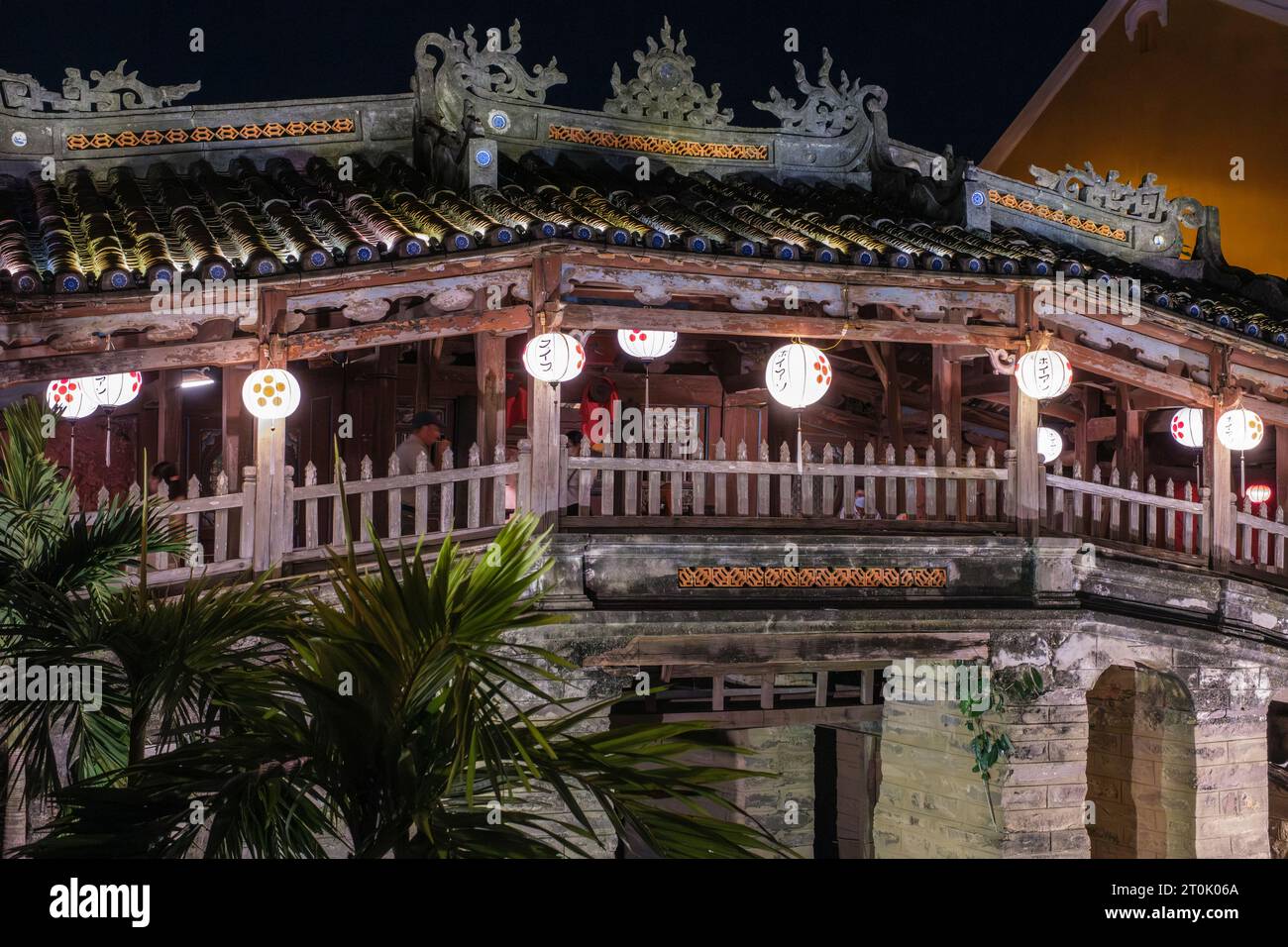 Hoi an, Vietnam. Pont couvert japonais, vue de nuit. Banque D'Images